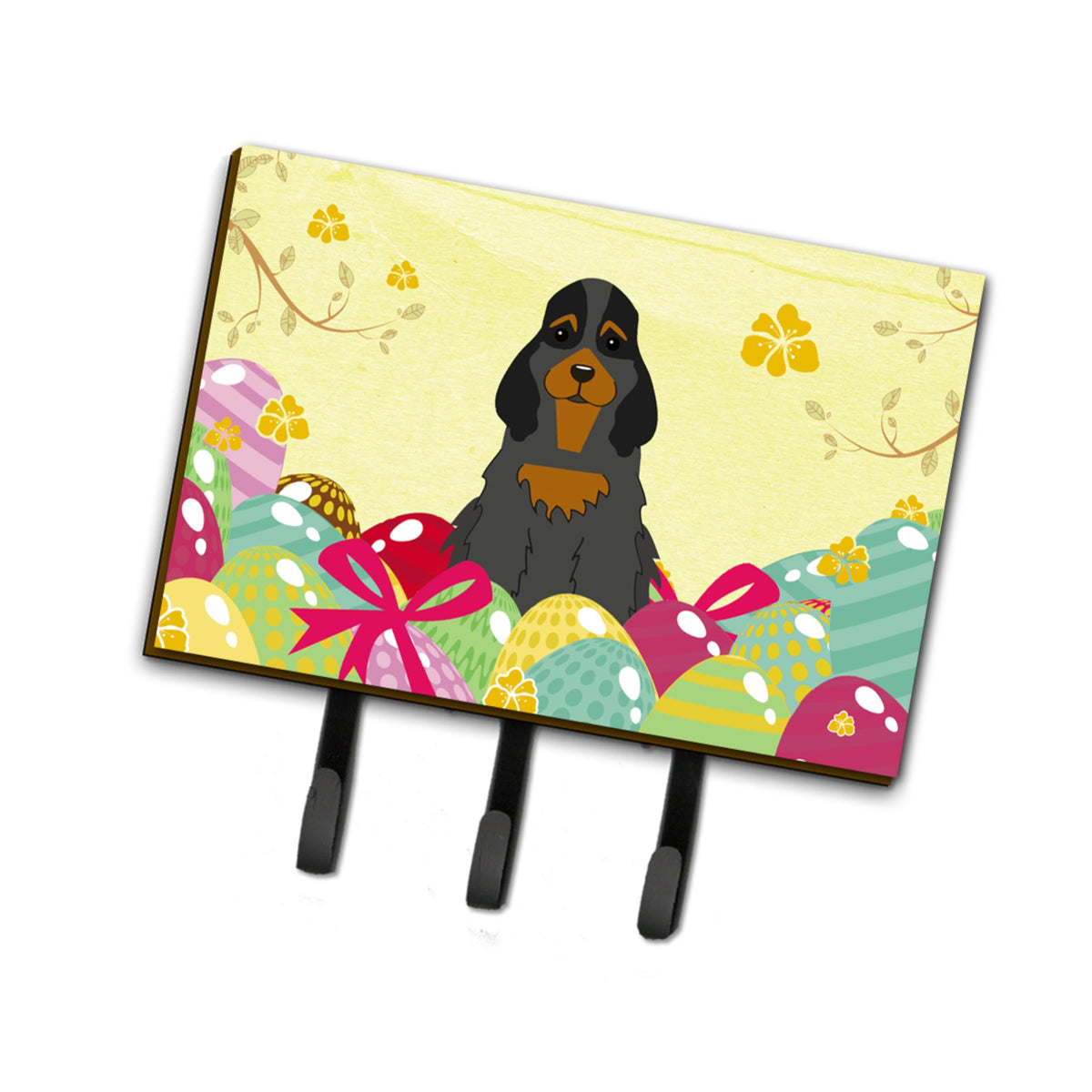 Caroline'S Treasures Easter Eggs Cocker Spaniel Black Tan Leash Or Key Holder Hooks, Multicolor
