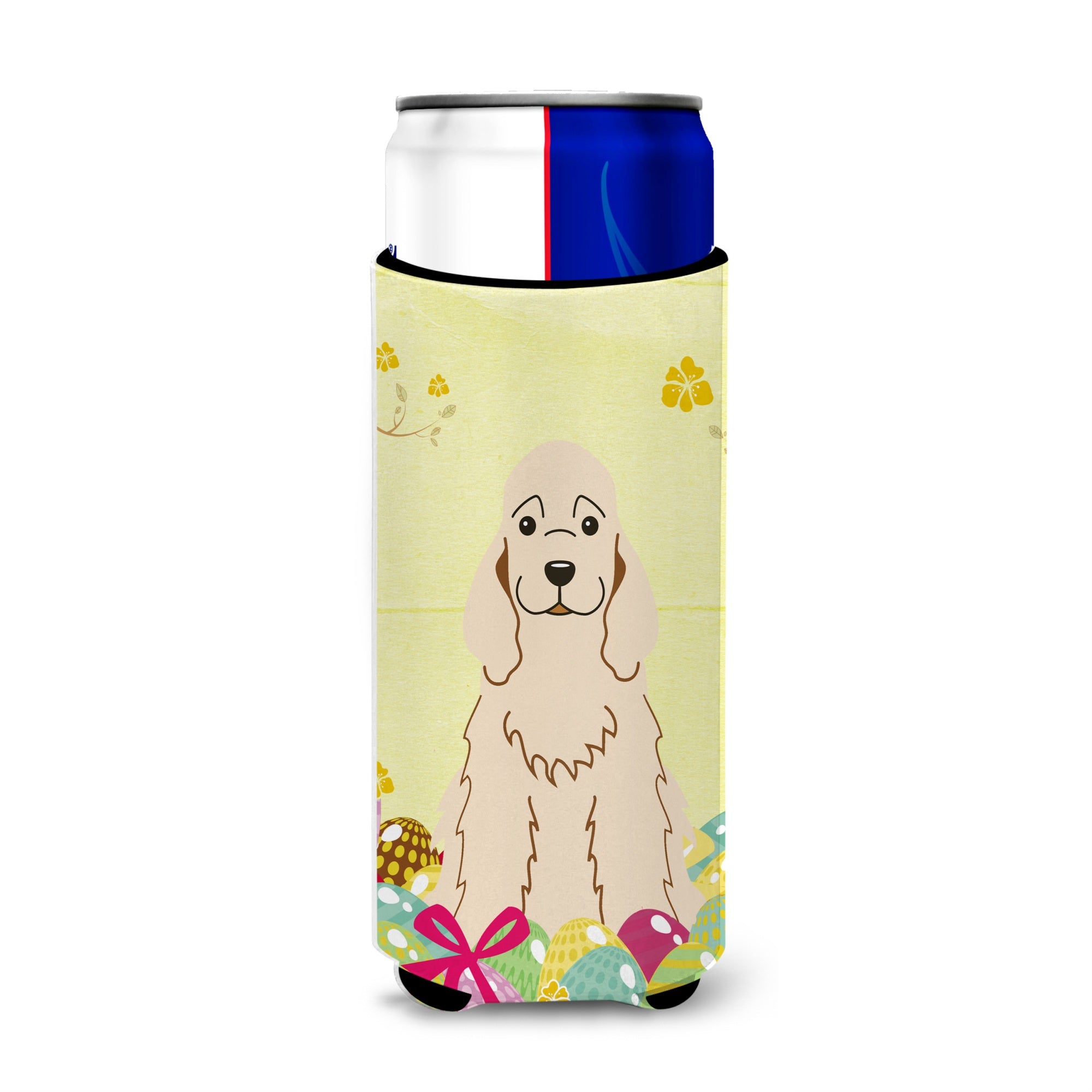 Caroline'S Treasures Easter Eggs Cocker Spaniel Buff Michelob Ultra Hugger For Slim Cans, Slim Can, Multicolor