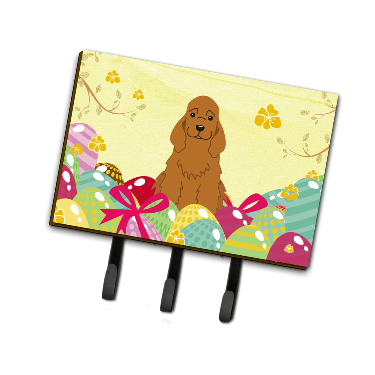 Caroline'S Treasures Easter Eggs Cocker Spaniel Red Leash Or Key Holder Hooks, Multicolor