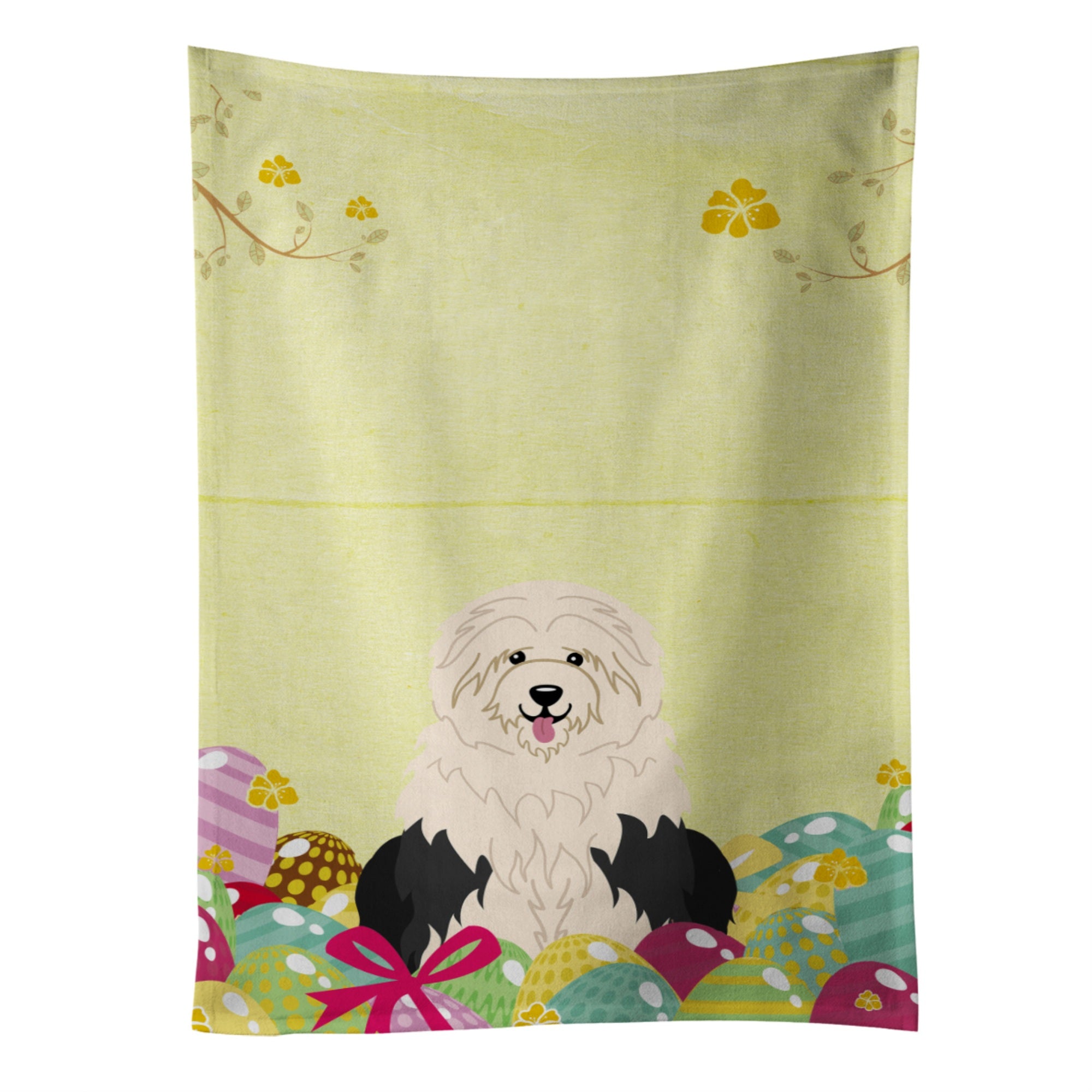 Caroline'S Treasures Easter Eggs Old English Sheepdog Kitchen Towel, Multicolor, 25 X 15