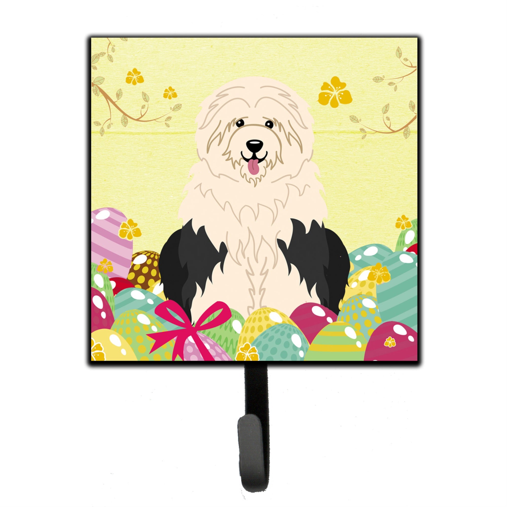 Caroline'S Treasures Easter Eggs Old English Sheepdog Wall Hook, Small, Multicolor
