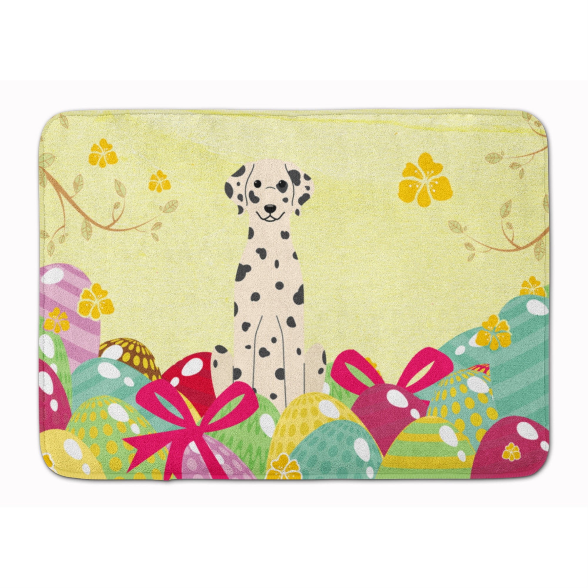 Caroline'S Treasures Easter Eggs Dalmatian Machine Washable Memory Foam Mat Doormats, Multicolor