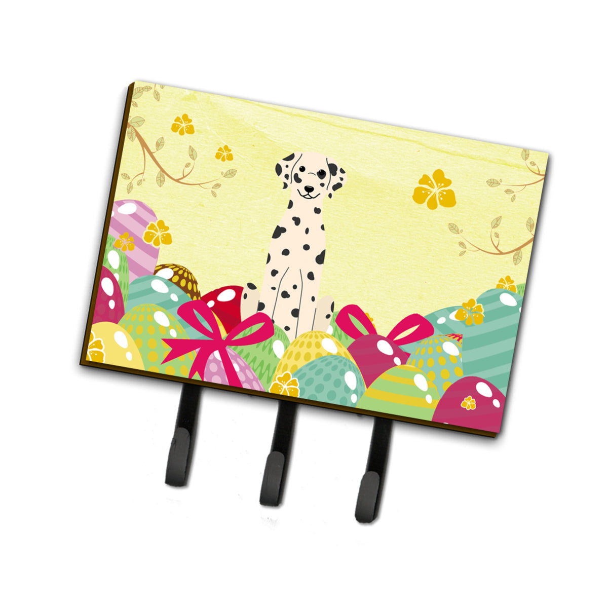 Caroline'S Treasures Easter Eggs Dalmatian Leash Or Key Holder Hooks, Multicolor