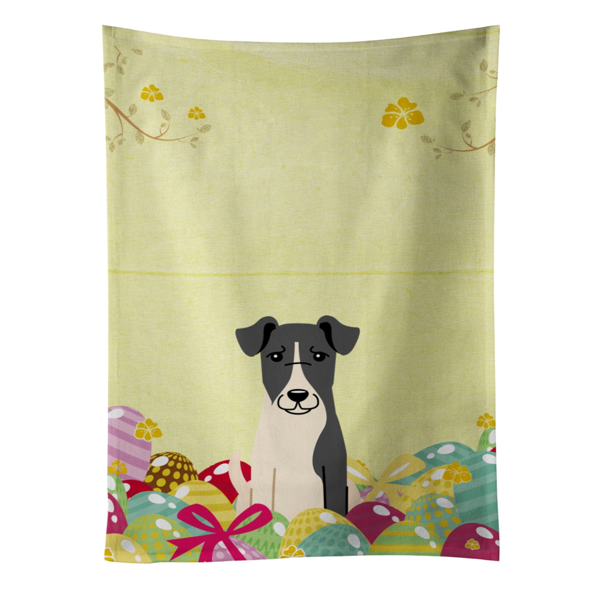 Caroline'S Treasures Easter Eggs Smooth Fox Terrier Kitchen Towel, Multicolor, 25 X 15