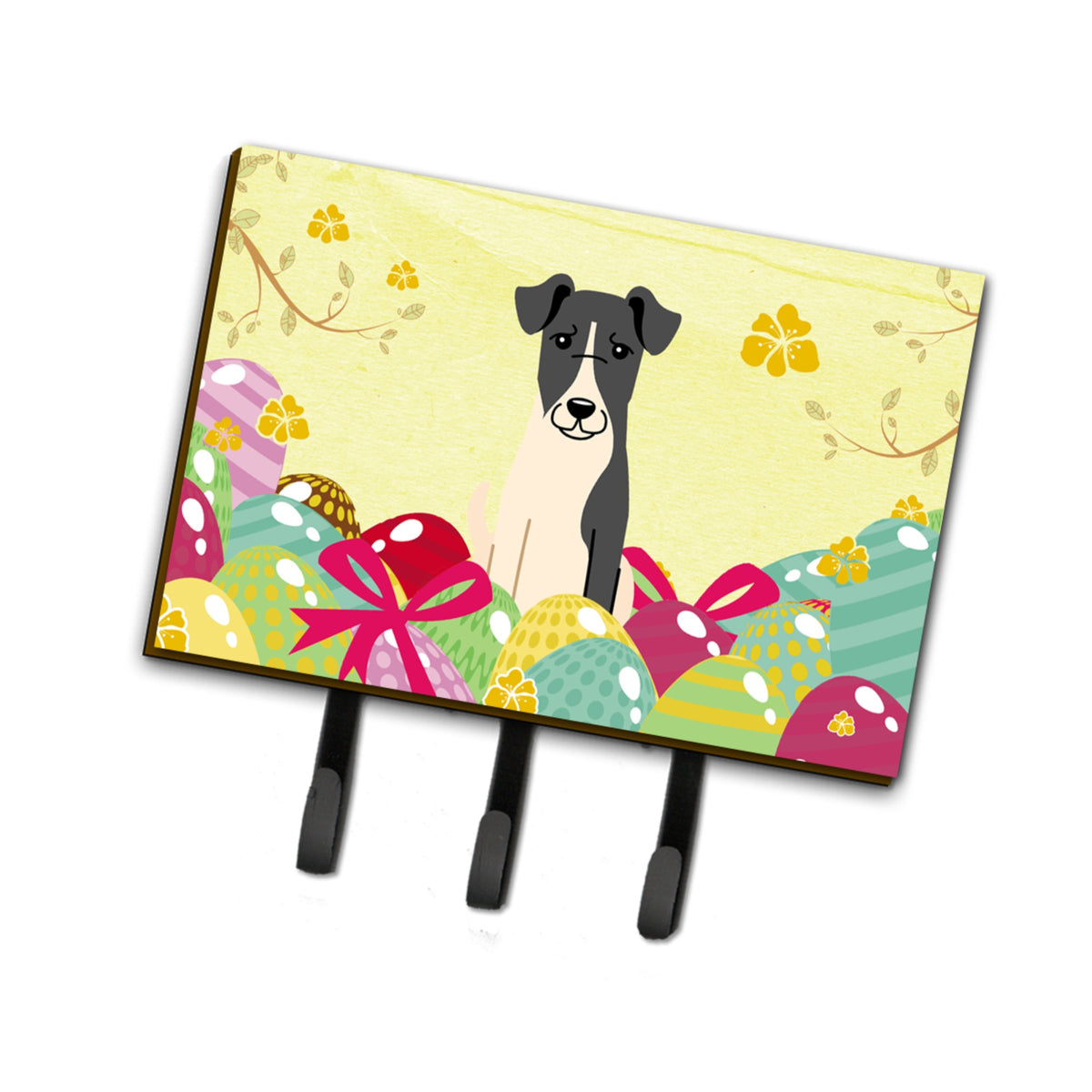 Caroline'S Treasures Easter Eggs Smooth Fox Terrier Leash Or Key Holder Hooks, Multicolor