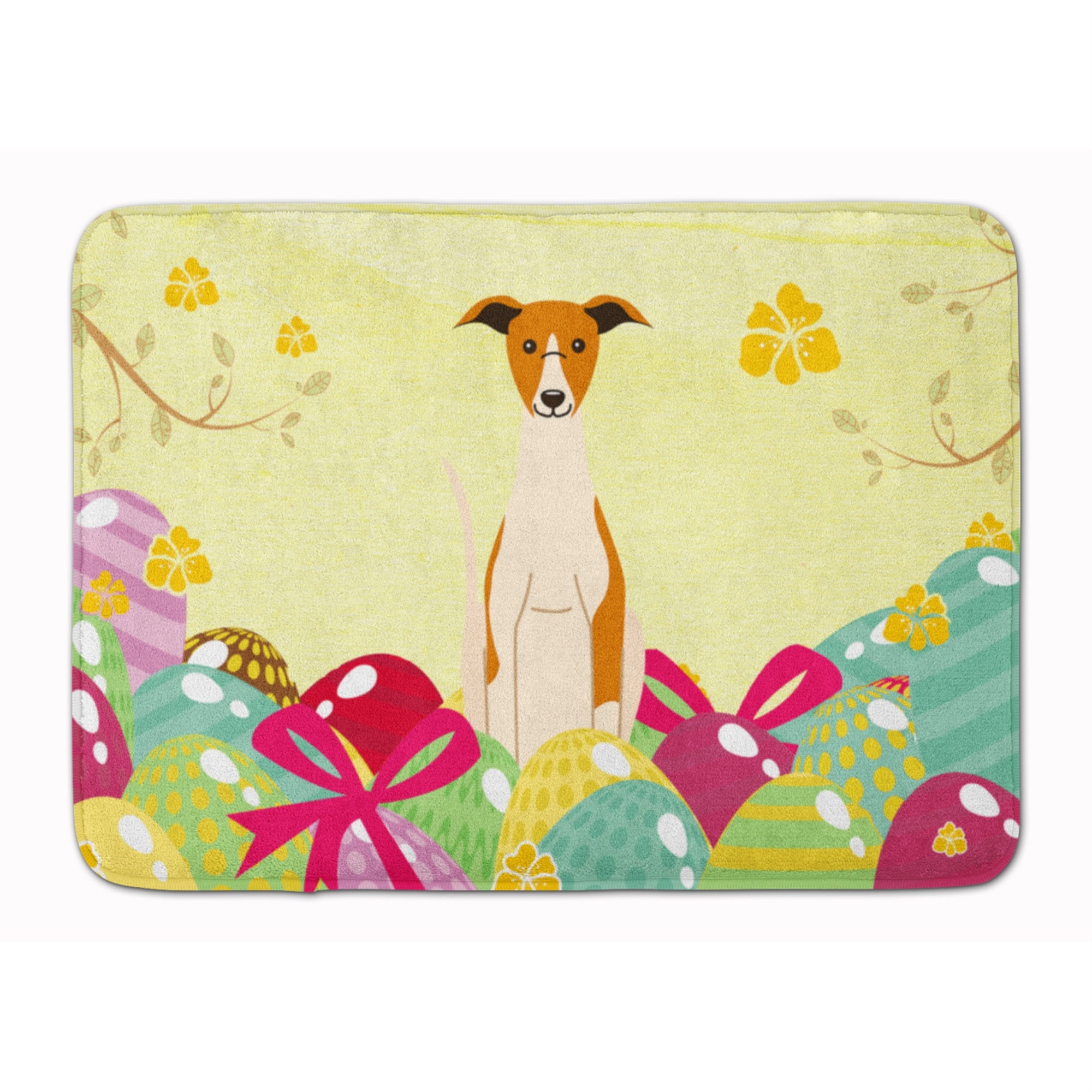 Caroline'S Treasures Easter Eggs Whippet Machine Washable Memory Foam Mat Doormats, Multicolor