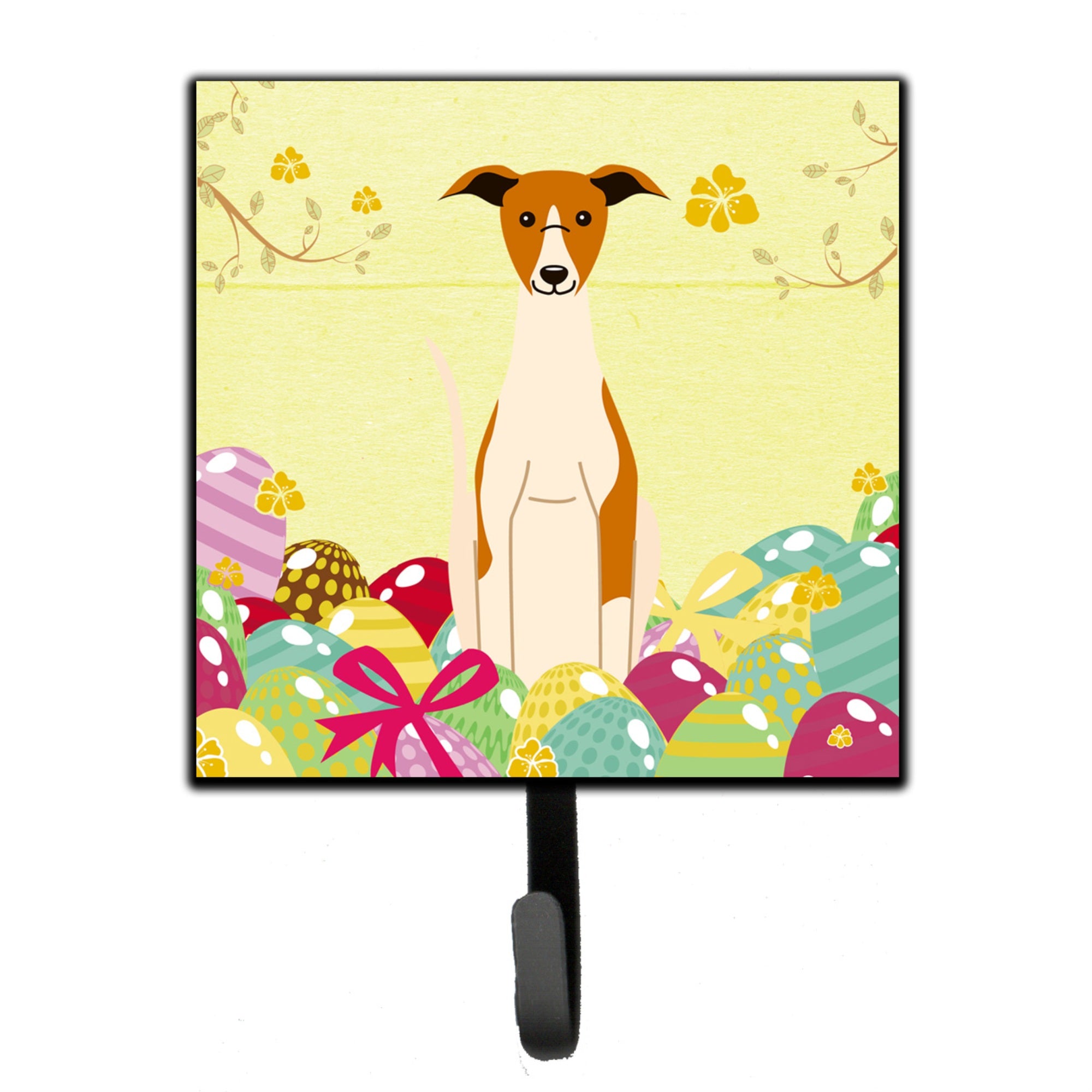 Caroline'S Treasures Easter Eggs Whippet Wall Hook, Small, Multicolor