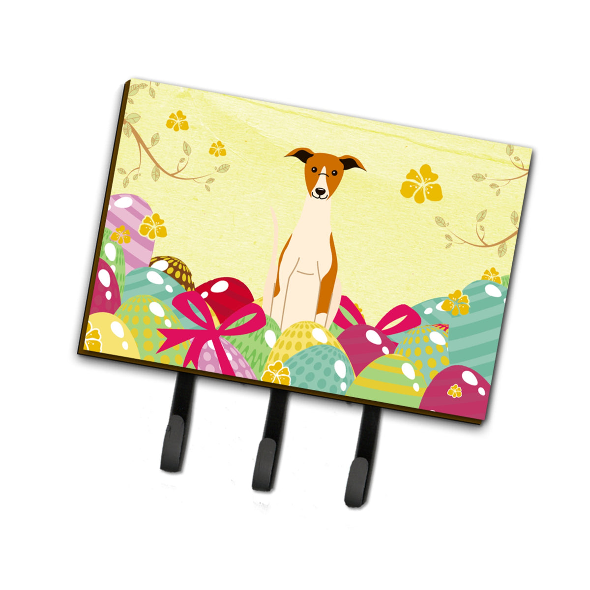 Caroline'S Treasures Easter Eggs Whippet Leash Or Key Holder Hooks, Multicolor