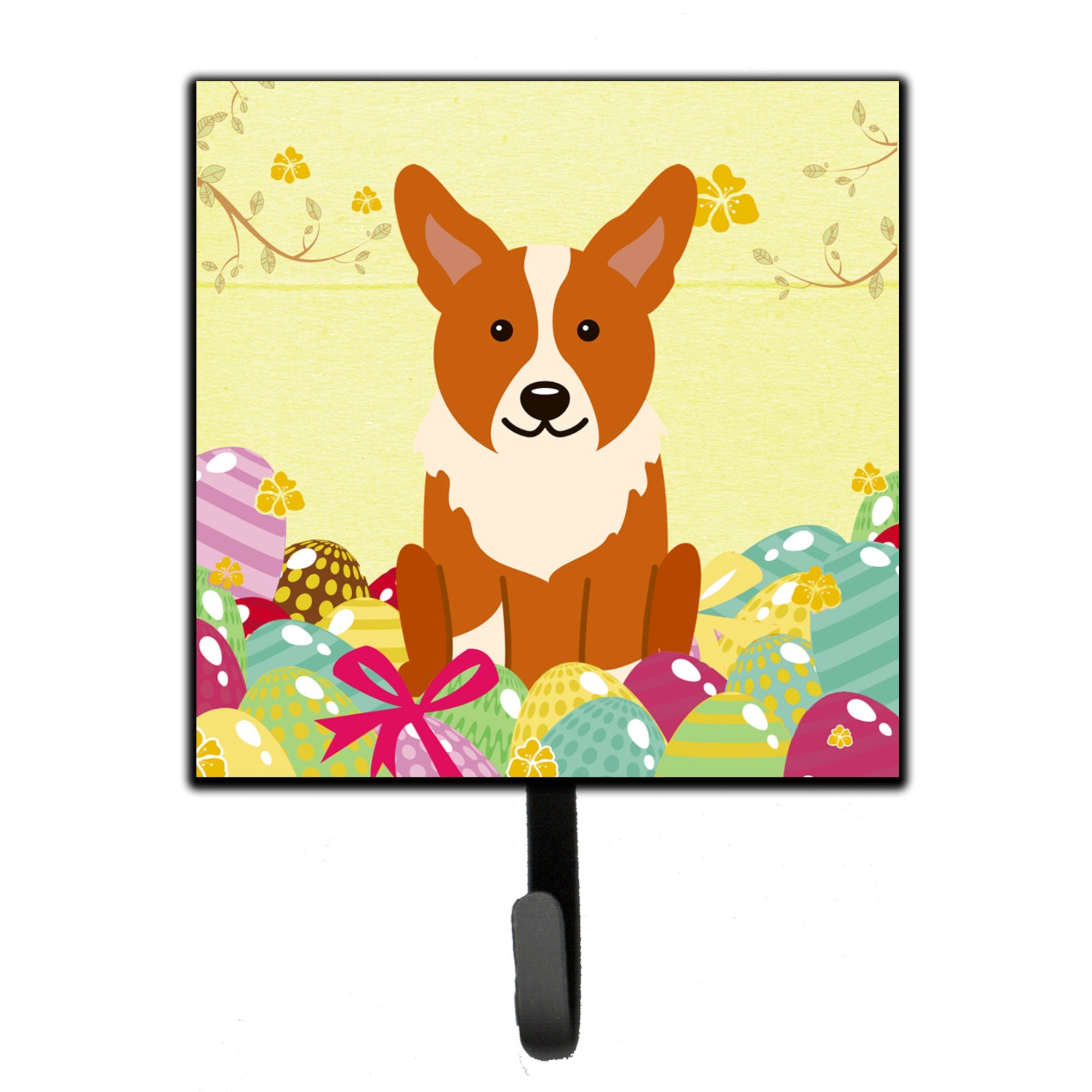Caroline'S Treasures Easter Eggs Corgi Wall Hook, Small, Multicolor