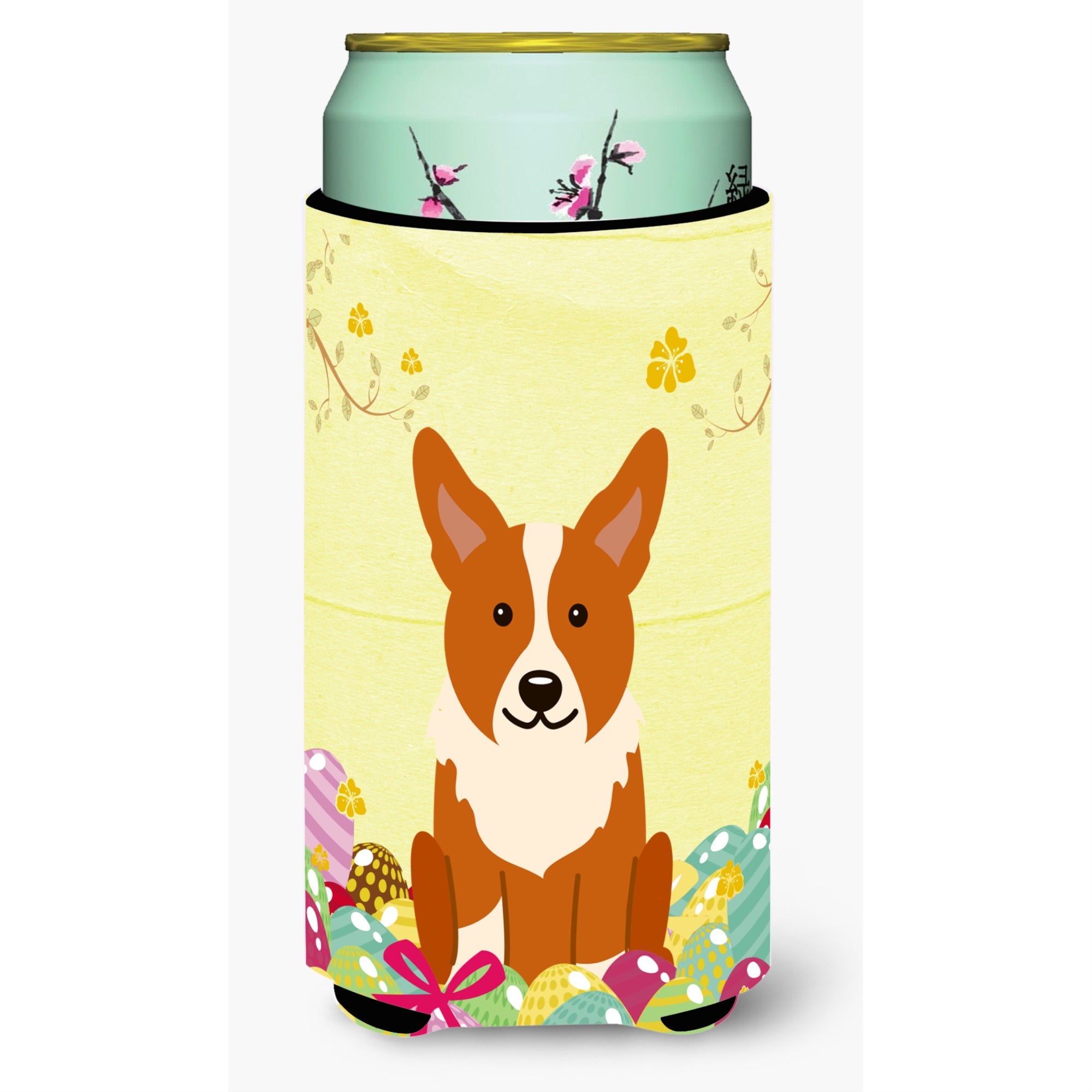 Caroline'S Treasures Easter Eggs Corgi Tall Boy Beverage Insulator Hugger, Multicolor