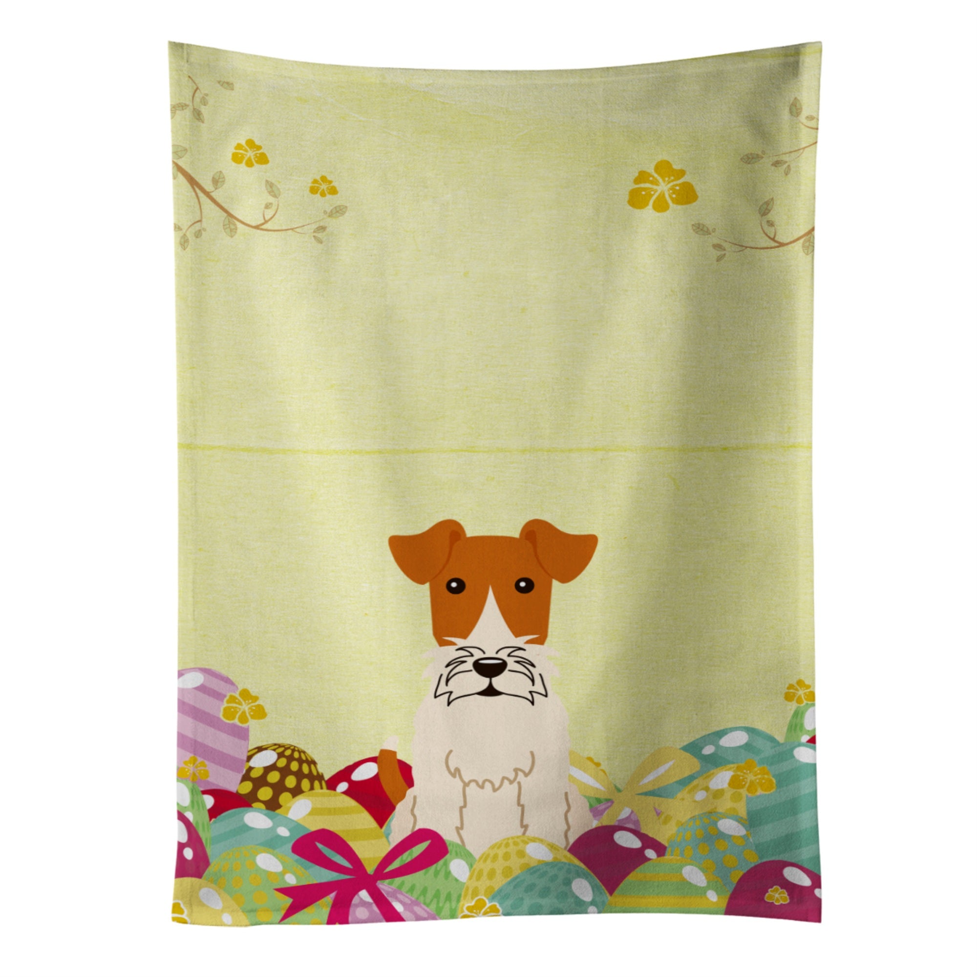 Caroline'S Treasures Easter Eggs Wire Fox Terrier Kitchen Towel, Multicolor, 25 X 15