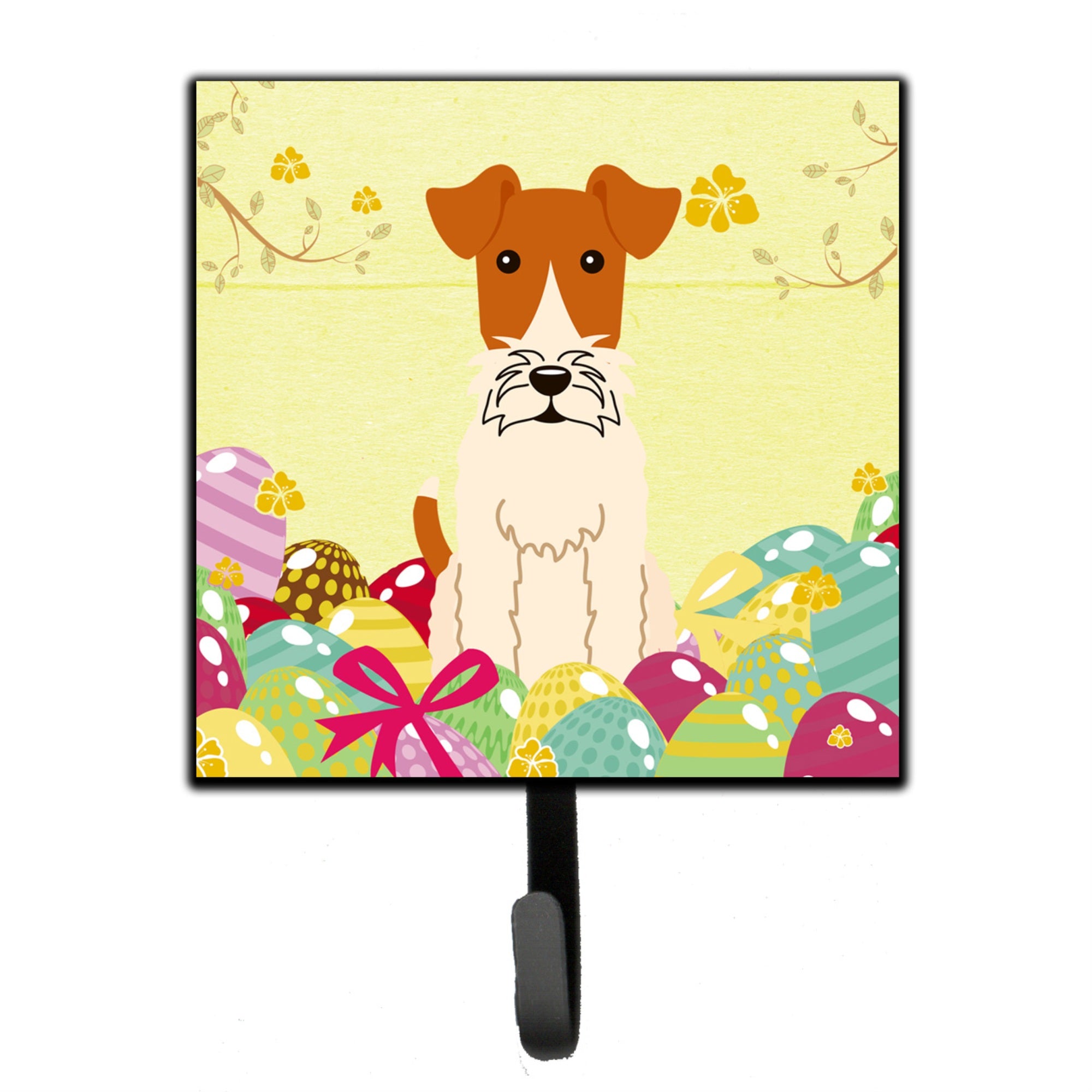 Caroline'S Treasures Easter Eggs Wire Fox Terrier Wall Hook, Small, Multicolor