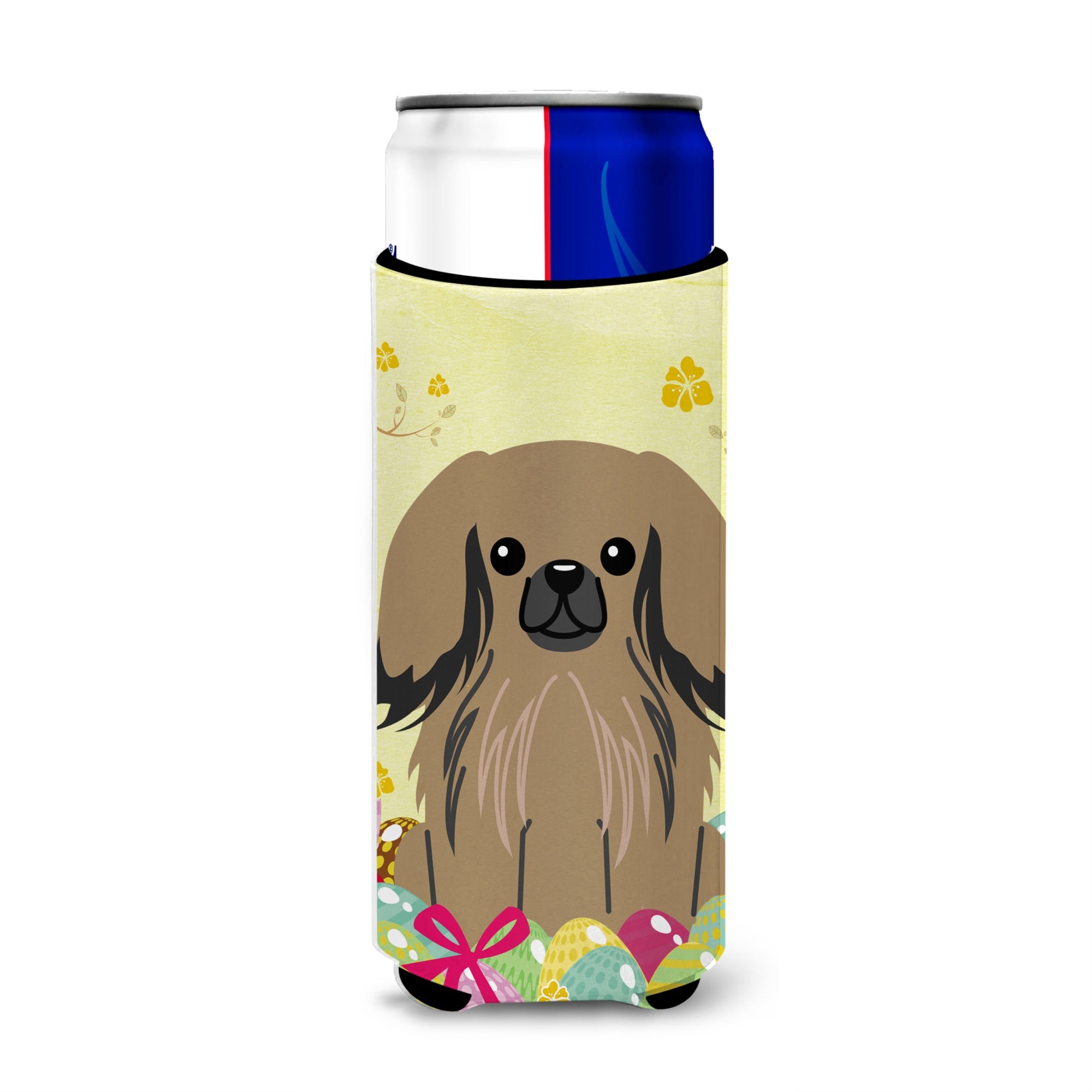 Caroline'S Treasures Easter Eggs Pekingnese Tan Michelob Ultra Hugger For Slim Cans, Slim Can, Multicolor