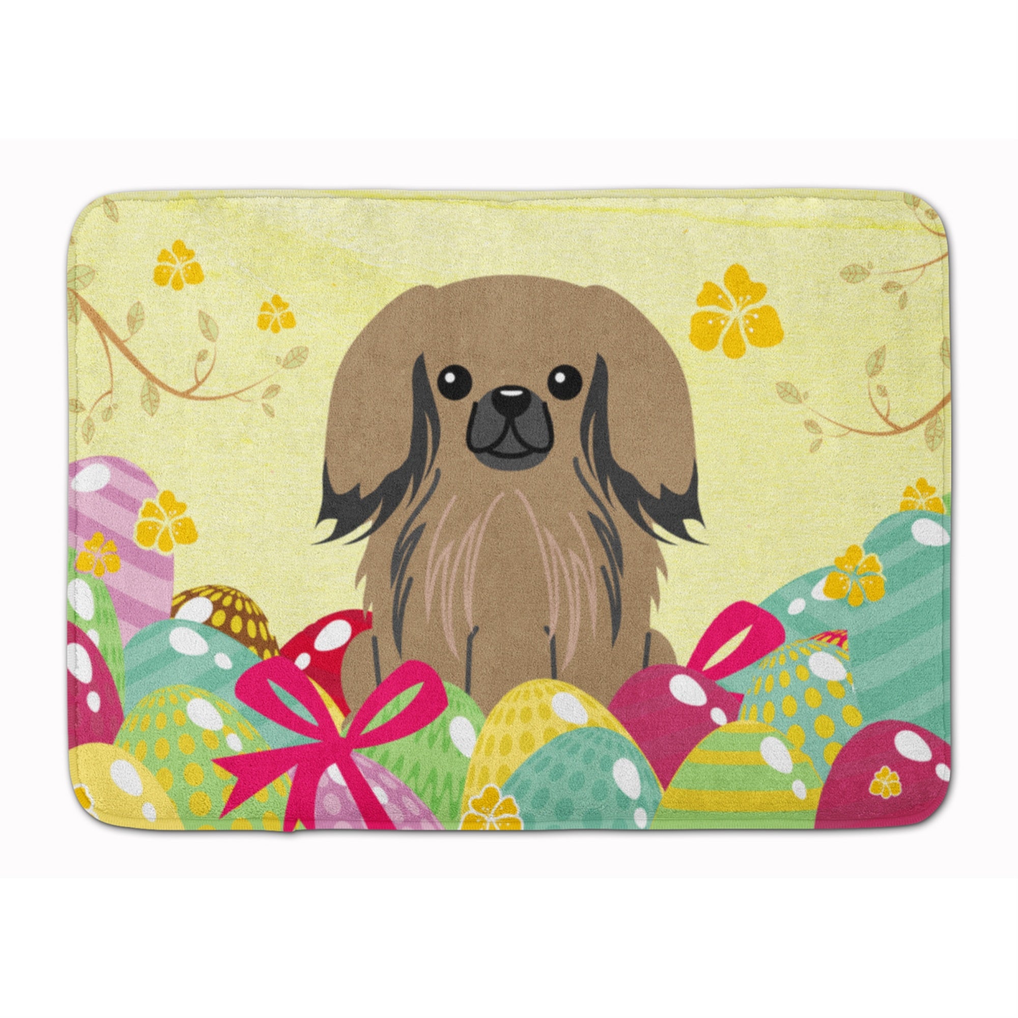 Caroline'S Treasures Easter Eggs Pekingnese Tan Machine Washable Memory Foam Mat Doormats, Multicolor