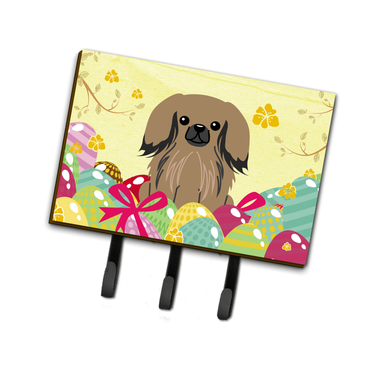 Caroline'S Treasures Easter Eggs Pekingnese Tan Leash Or Key Holder Hooks, Multicolor