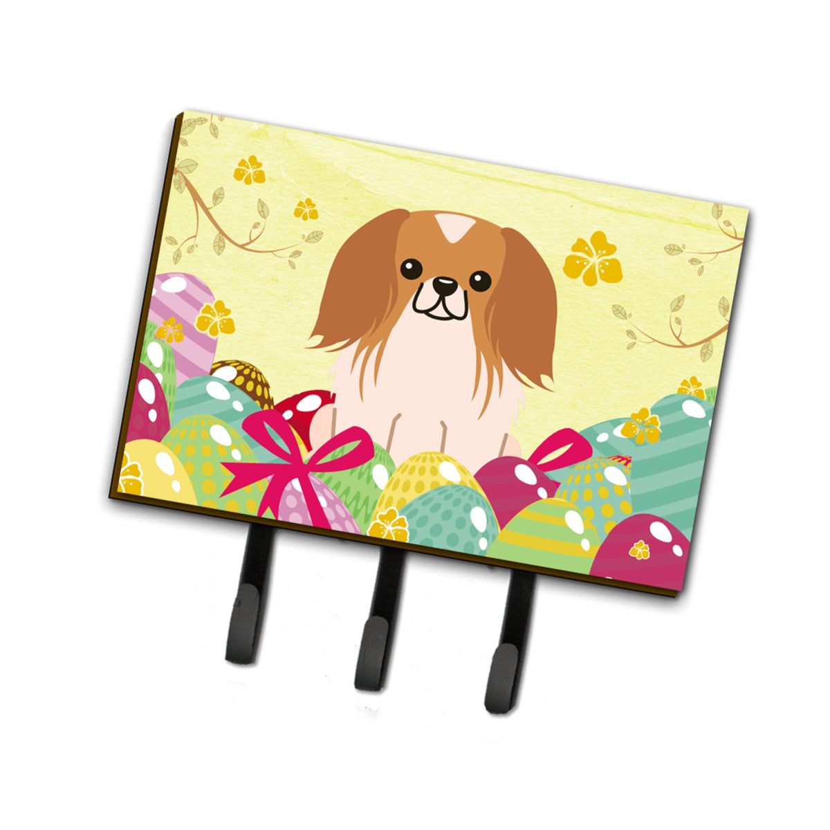 Caroline'S Treasures Easter Eggs Pekingnese Red White Leash Or Key Holder Hooks