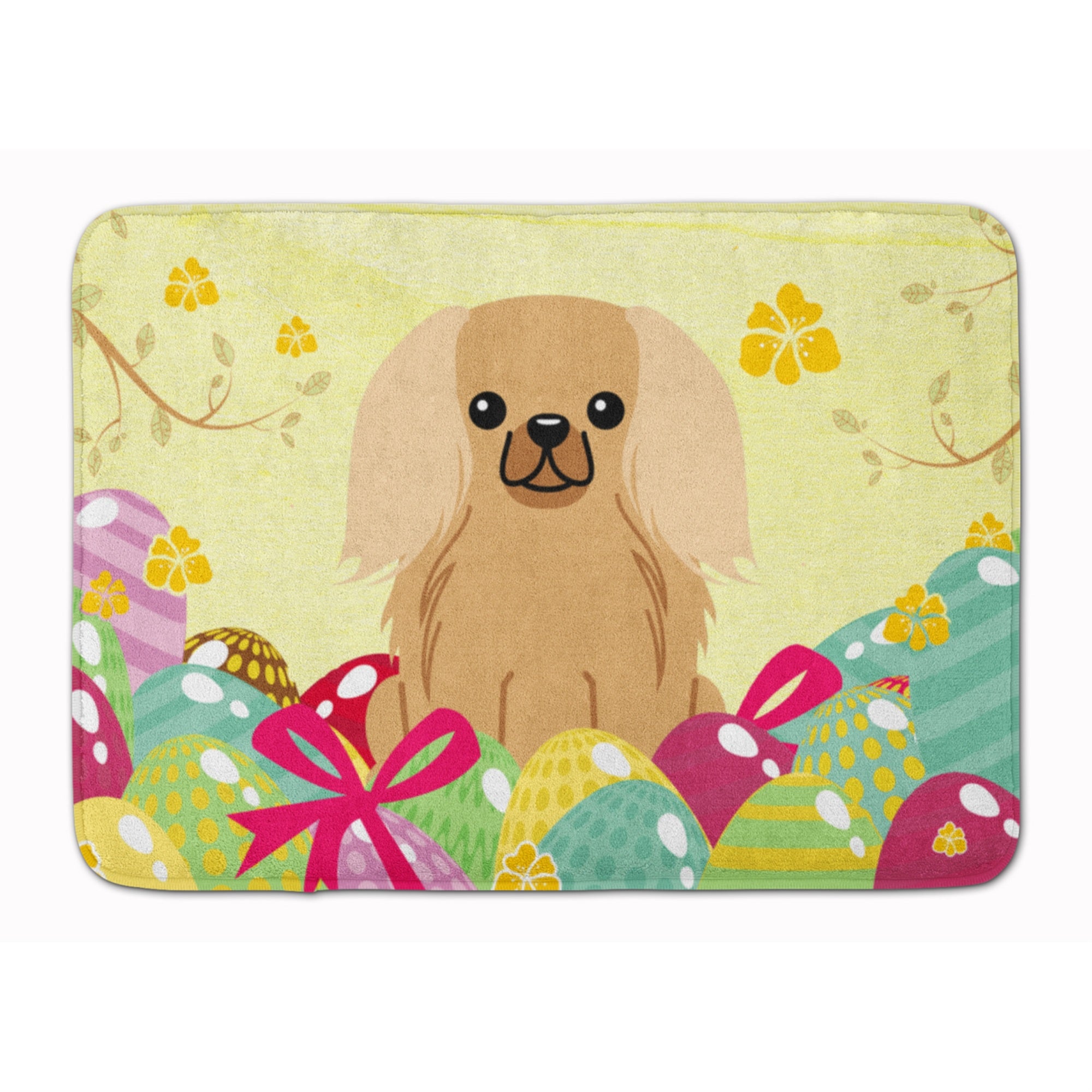 Caroline'S Treasures Easter Eggs Pekingnese Fawn Sable Machine Washable Memory Foam Mat Doormats, Multicolor