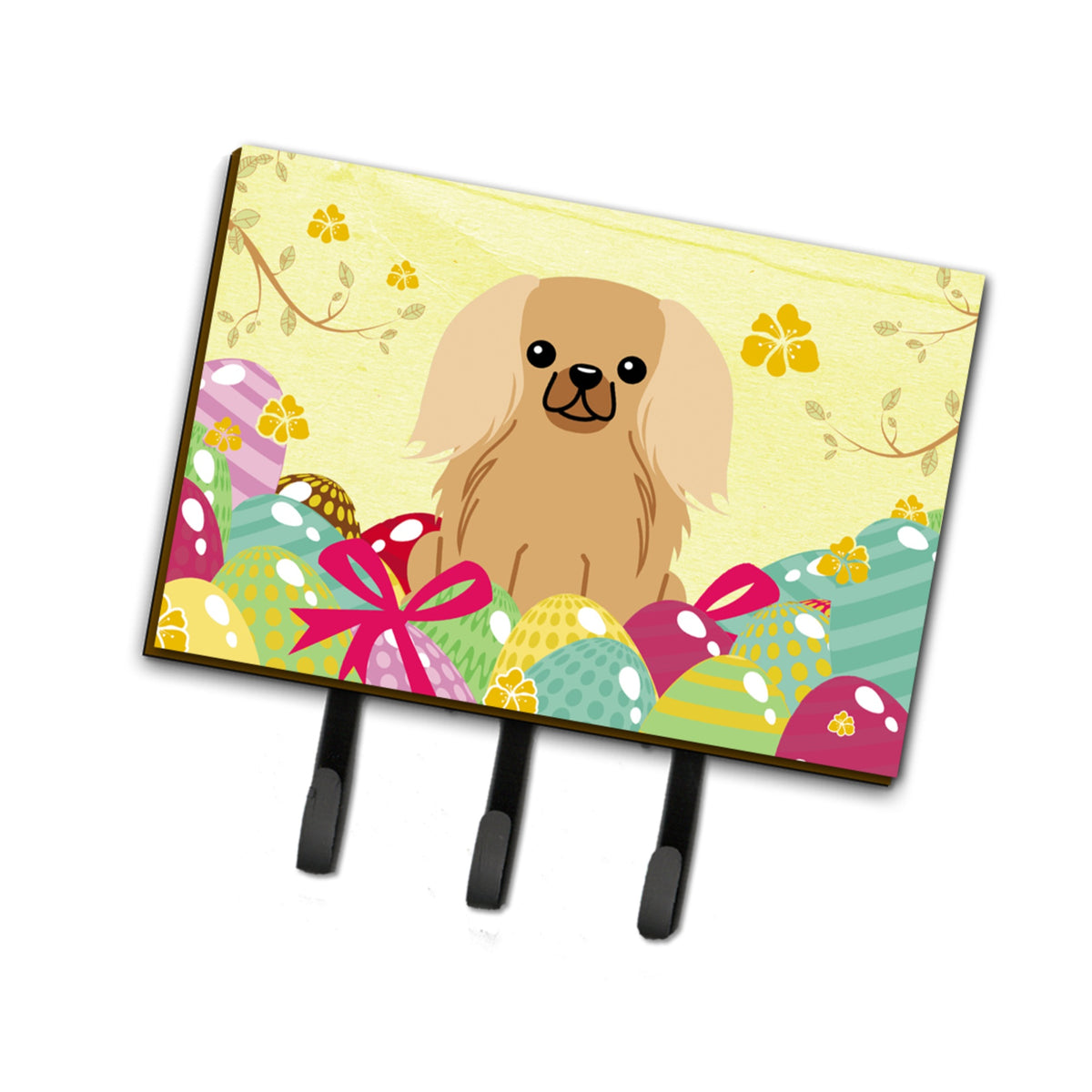 Caroline'S Treasures Easter Eggs Pekingnese Fawn Sable Leash Or Key Holder Hooks, Multicolor