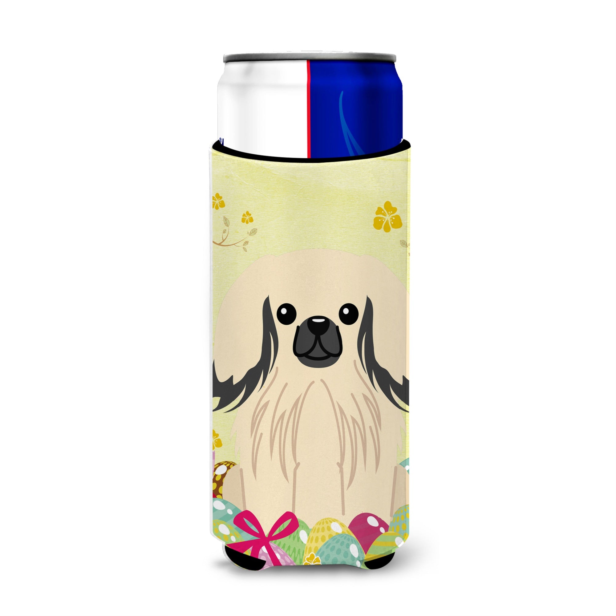 Caroline'S Treasures Easter Eggs Pekingnese Cream Michelob Ultra Hugger For Slim Cans, Slim Can, Multicolor