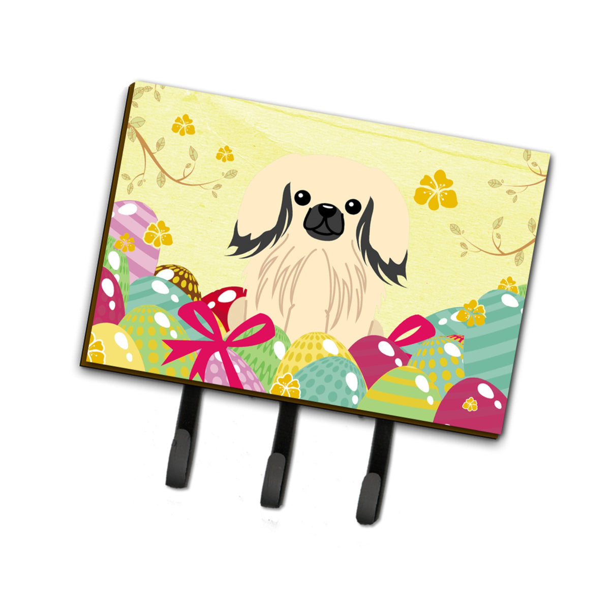 Caroline'S Treasures Easter Eggs Pekingnese Cream Leash Or Key Holder Hooks, Multicolor