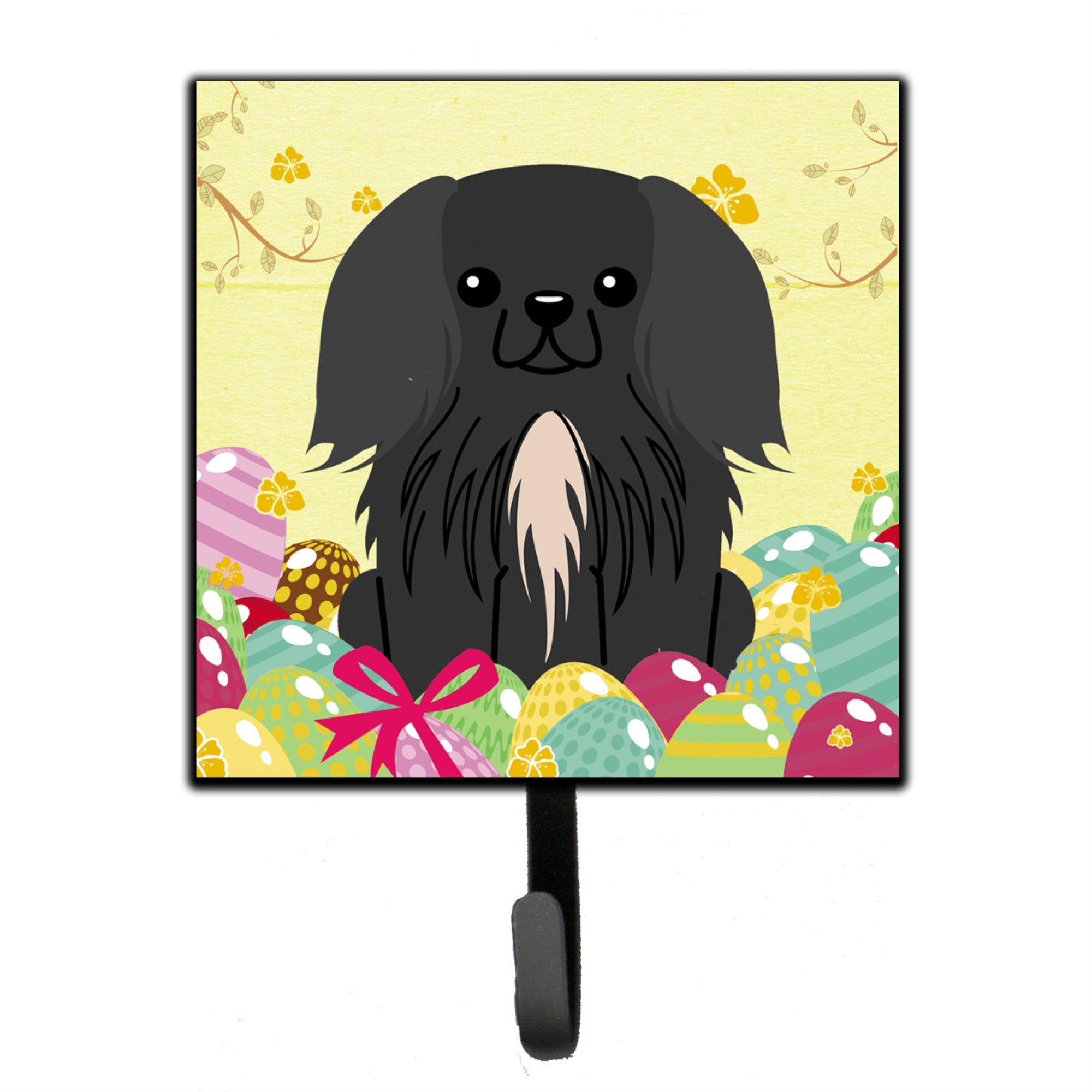 Caroline'S Treasures Easter Eggs Pekingnese Black Wall Hook, Small, Multicolor
