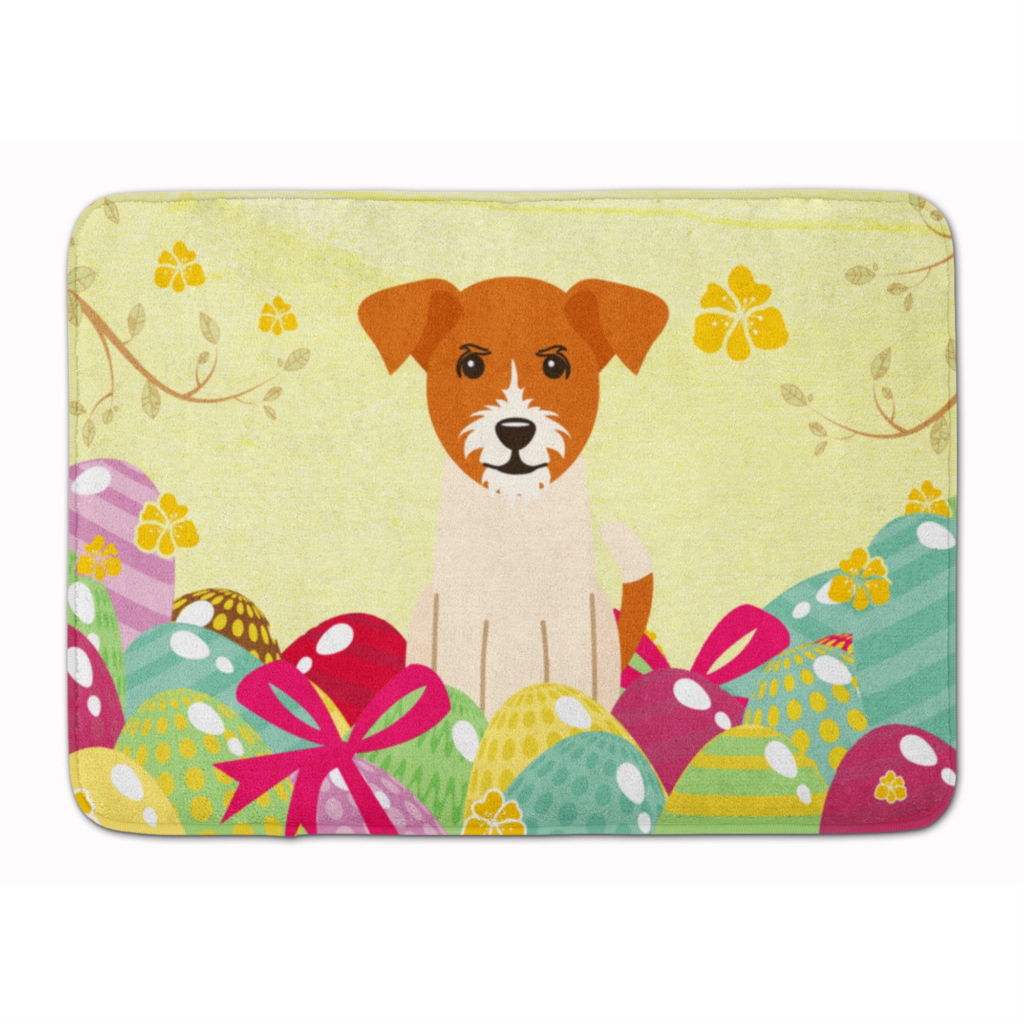 Caroline'S Treasures Easter Eggs Jack Russell Terrier Machine Washable Memory Foam Mat Doormats, Multicolor