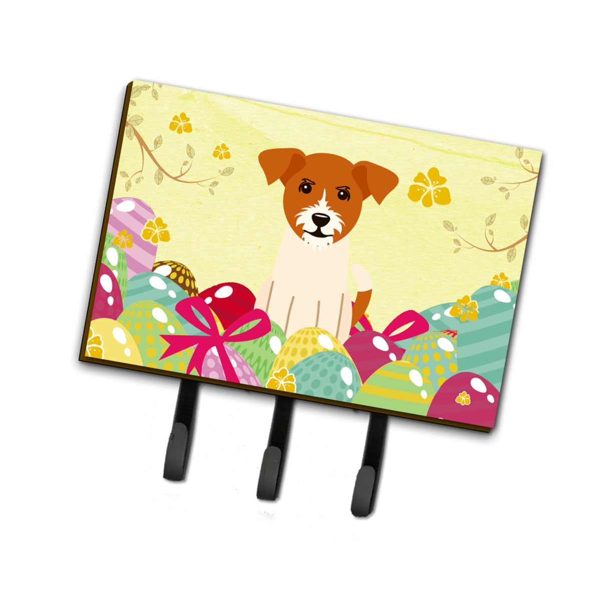 Caroline'S Treasures Easter Eggs Jack Russell Terrier Leash Or Key Holder Hooks, Multicolor