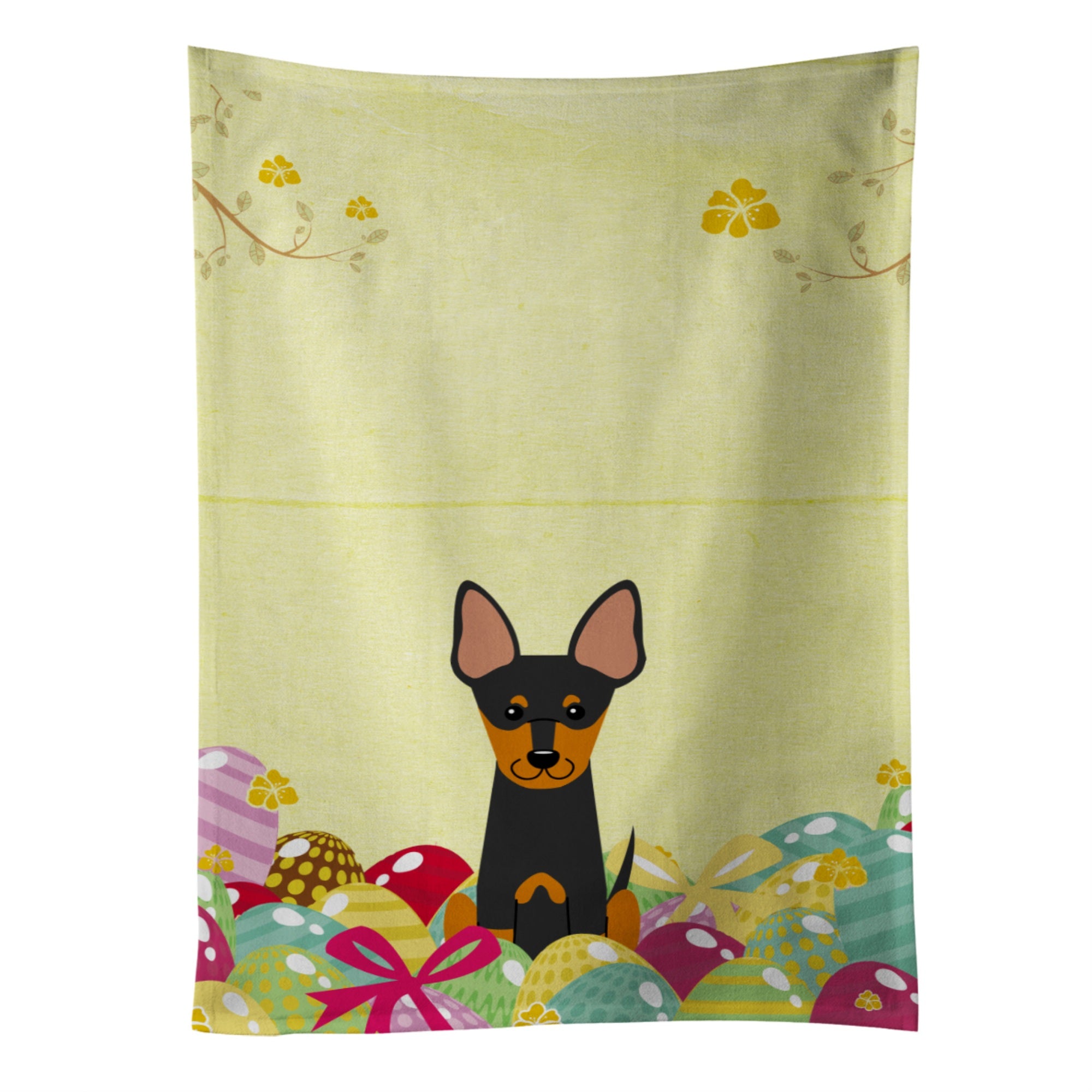 Caroline'S Treasures Easter Eggs English Toy Terrier Kitchen Towel, Multicolor, 25 X 15