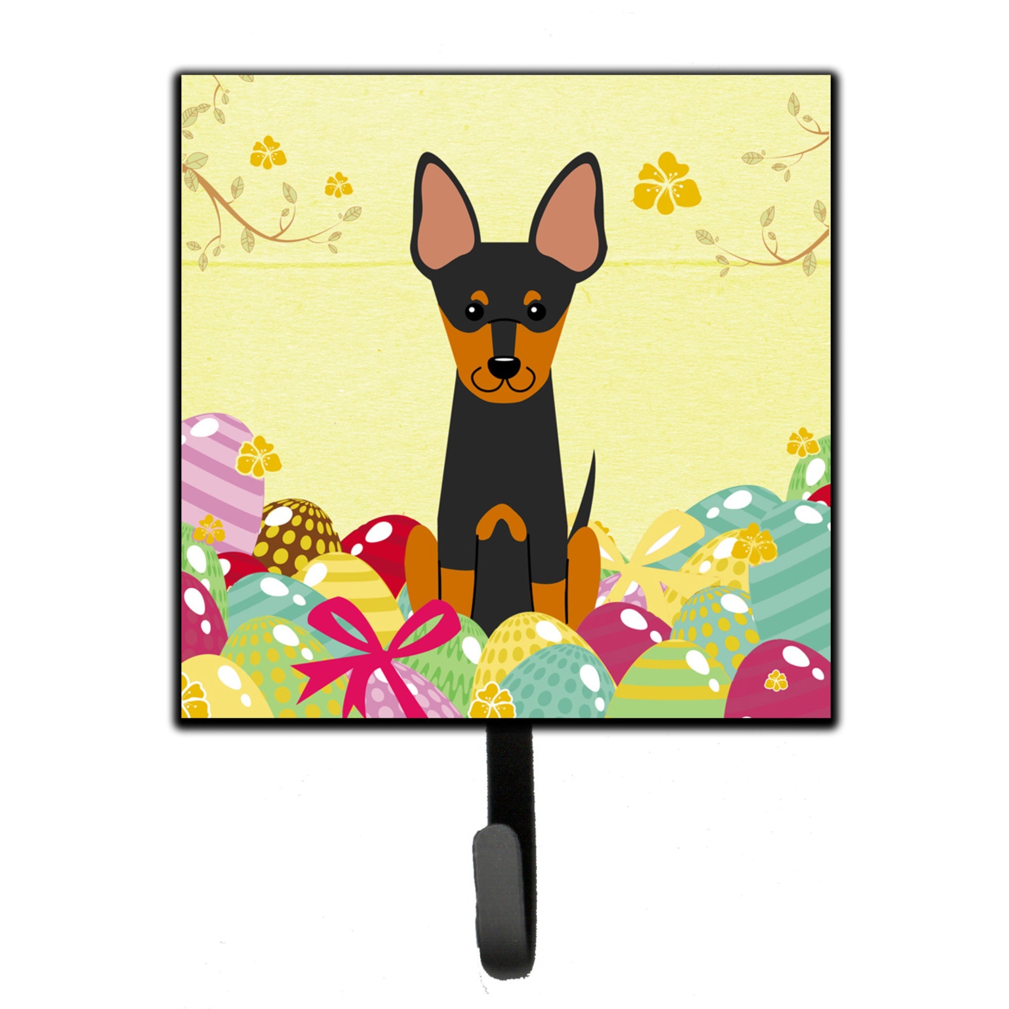 Caroline'S Treasures Easter Eggs English Toy Terrier Wall Hook, Small, Multicolor