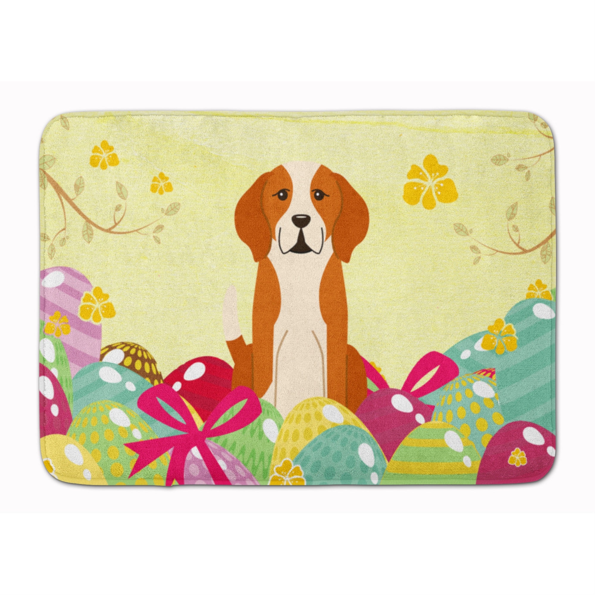 Caroline'S Treasures Easter Eggs English Foxhound Machine Washable Memory Foam Mat Doormats, Multicolor