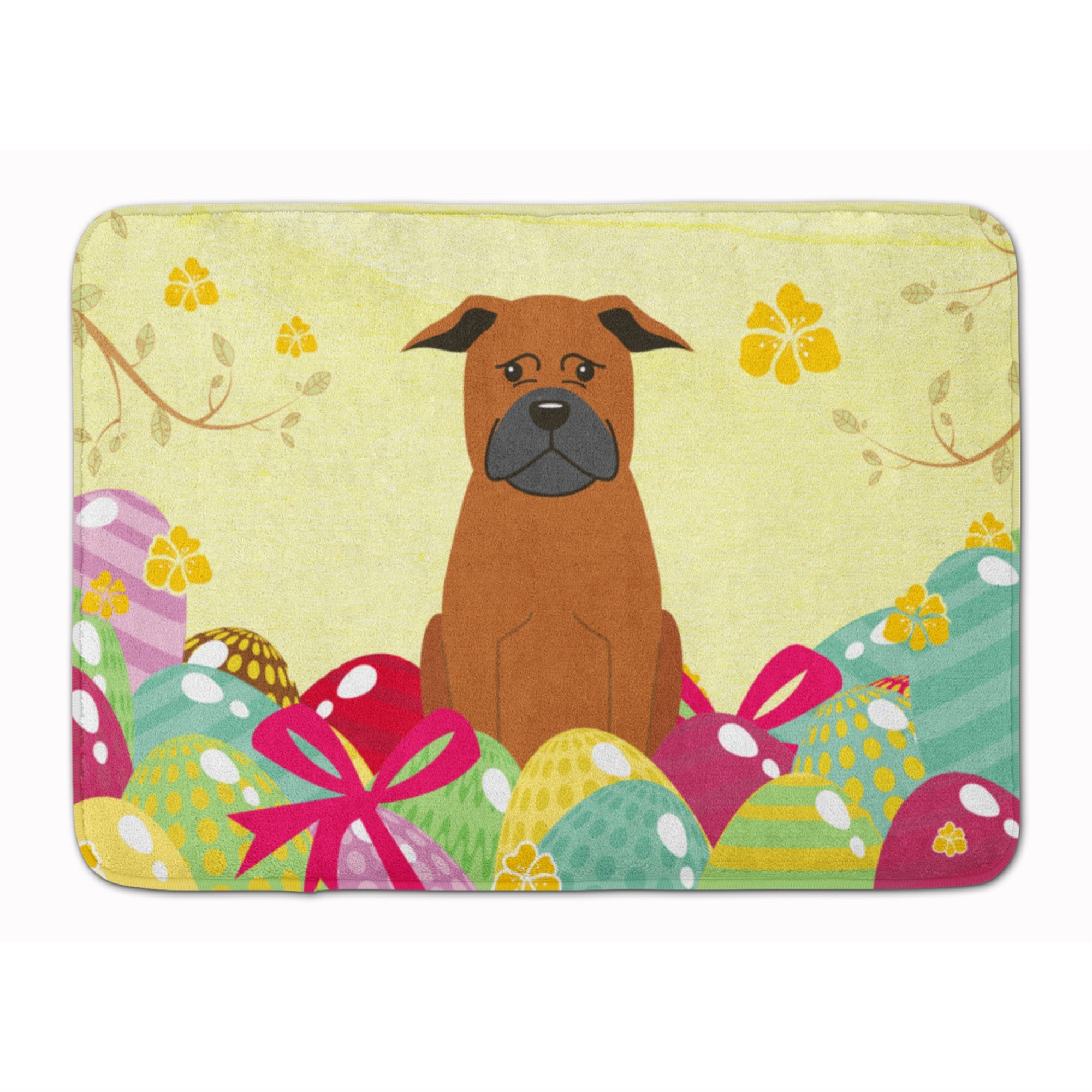 Caroline'S Treasures Easter Eggs Chinese Chongqing Dog Machine Washable Memory Foam Mat Doormats, Multicolor