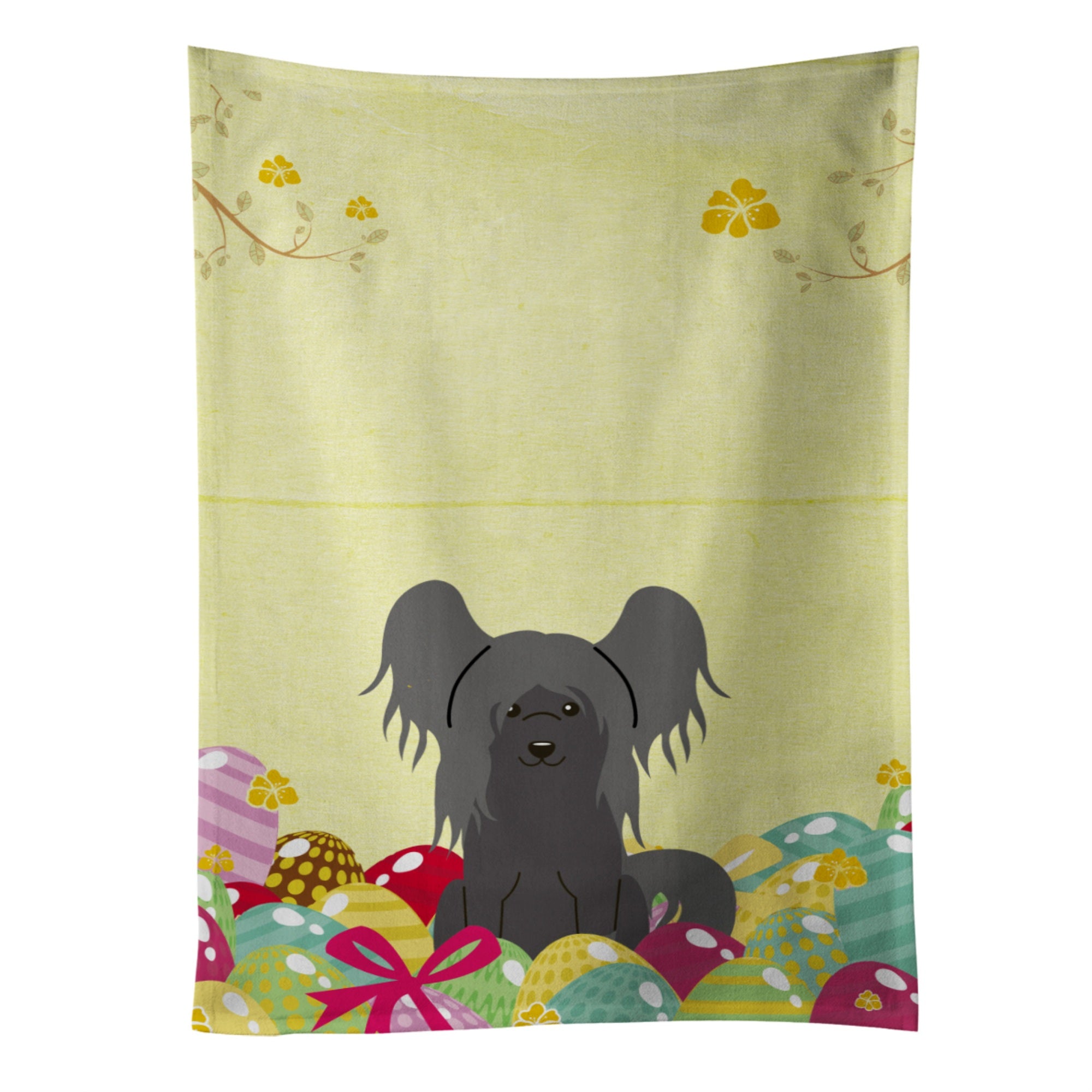 Caroline'S Treasures Easter Eggs Chinese Crested Black Kitchen Towel, Multicolor, 25 X 15