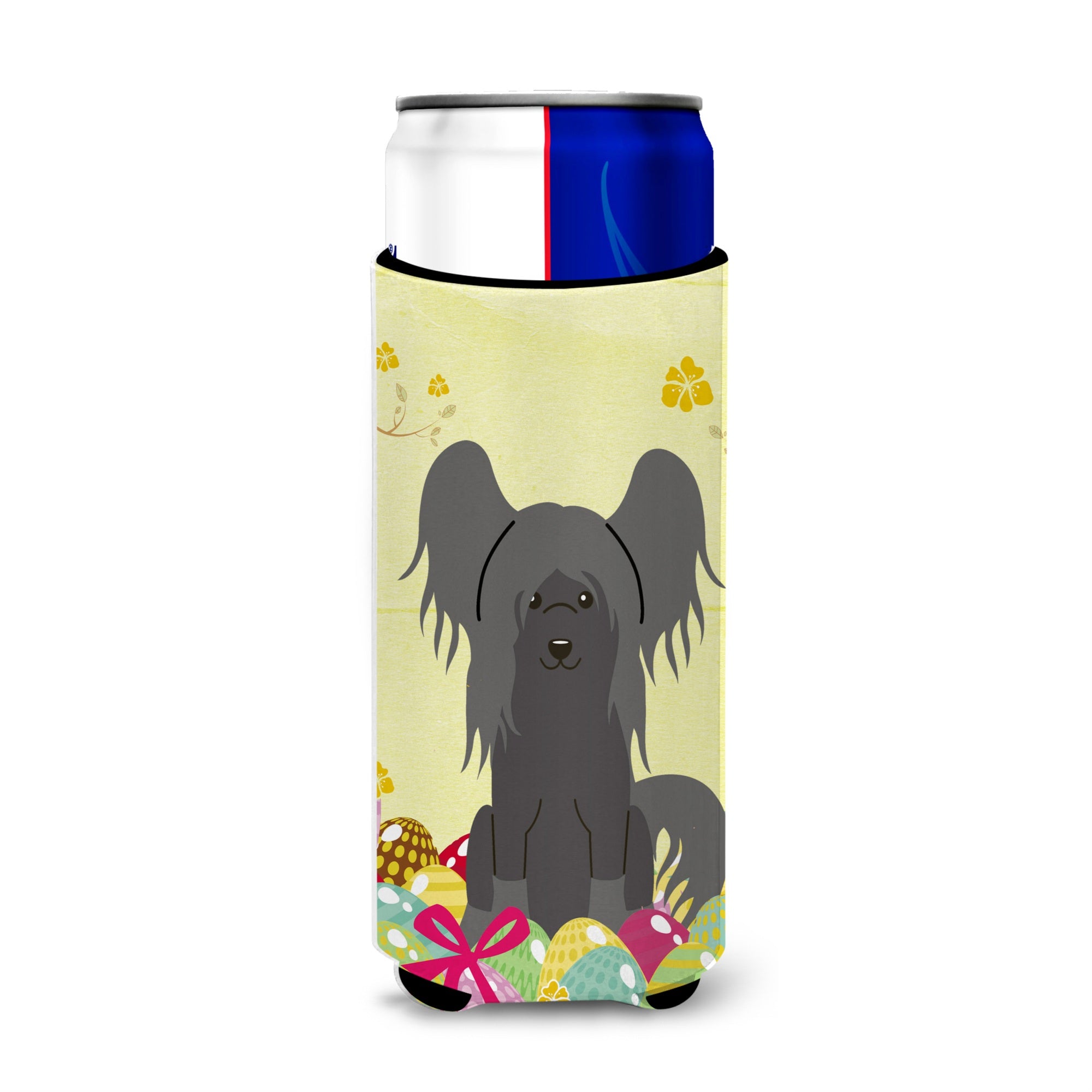 Caroline'S Treasures Easter Eggs Chinese Crested Black Michelob Ultra Hugger For Slim Cans, Slim Can, Multicolor