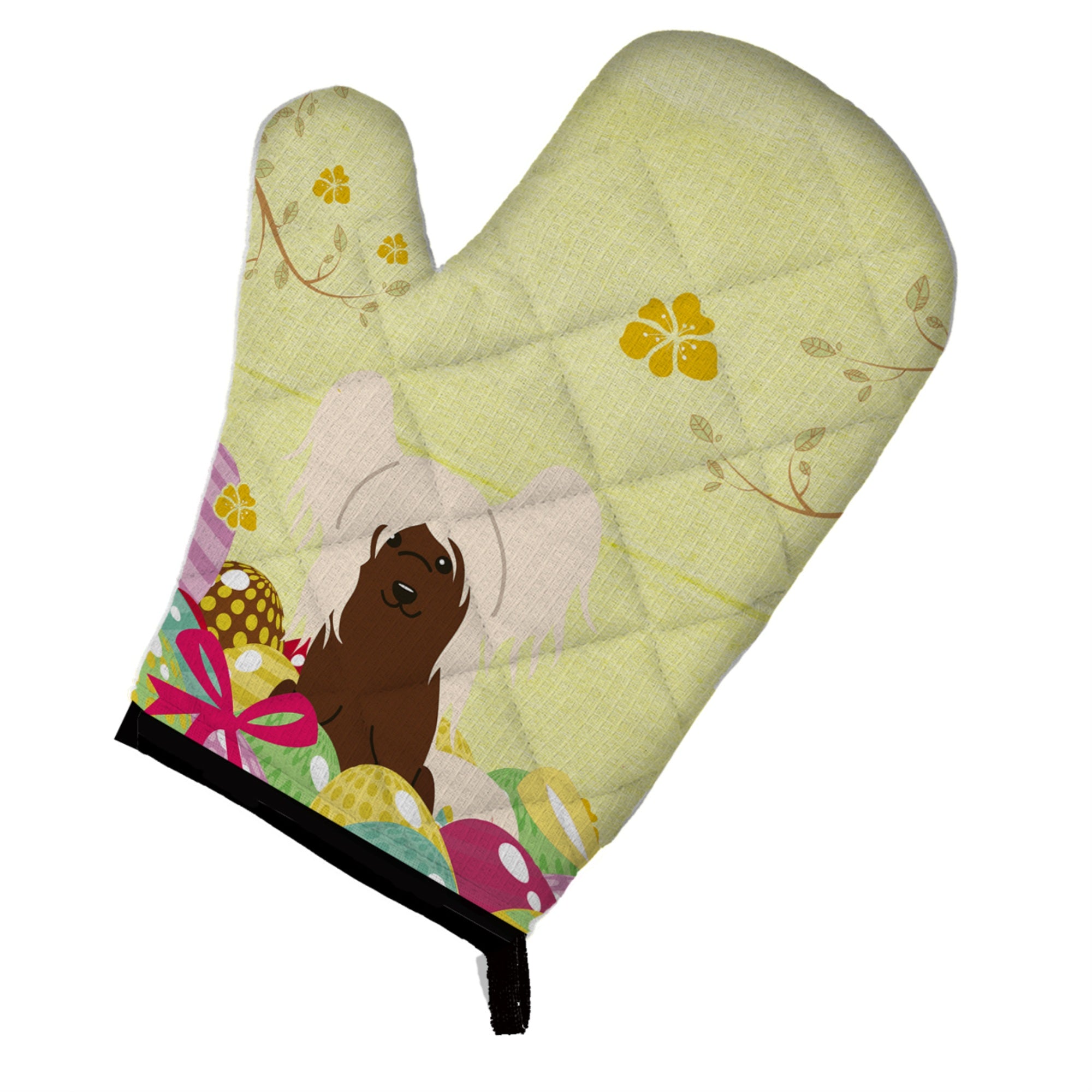 Caroline'S Treasures Easter Eggs Chinese Crested Cream Oven Mitt, Multicolor, 12 X 8.5