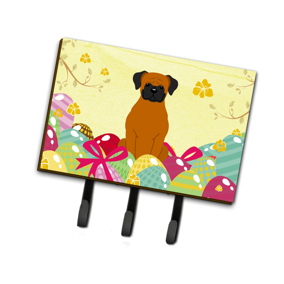 Caroline'S Treasures Easter Eggs Fawn Boxer Leash Or Key Holder Hooks, Multicolor