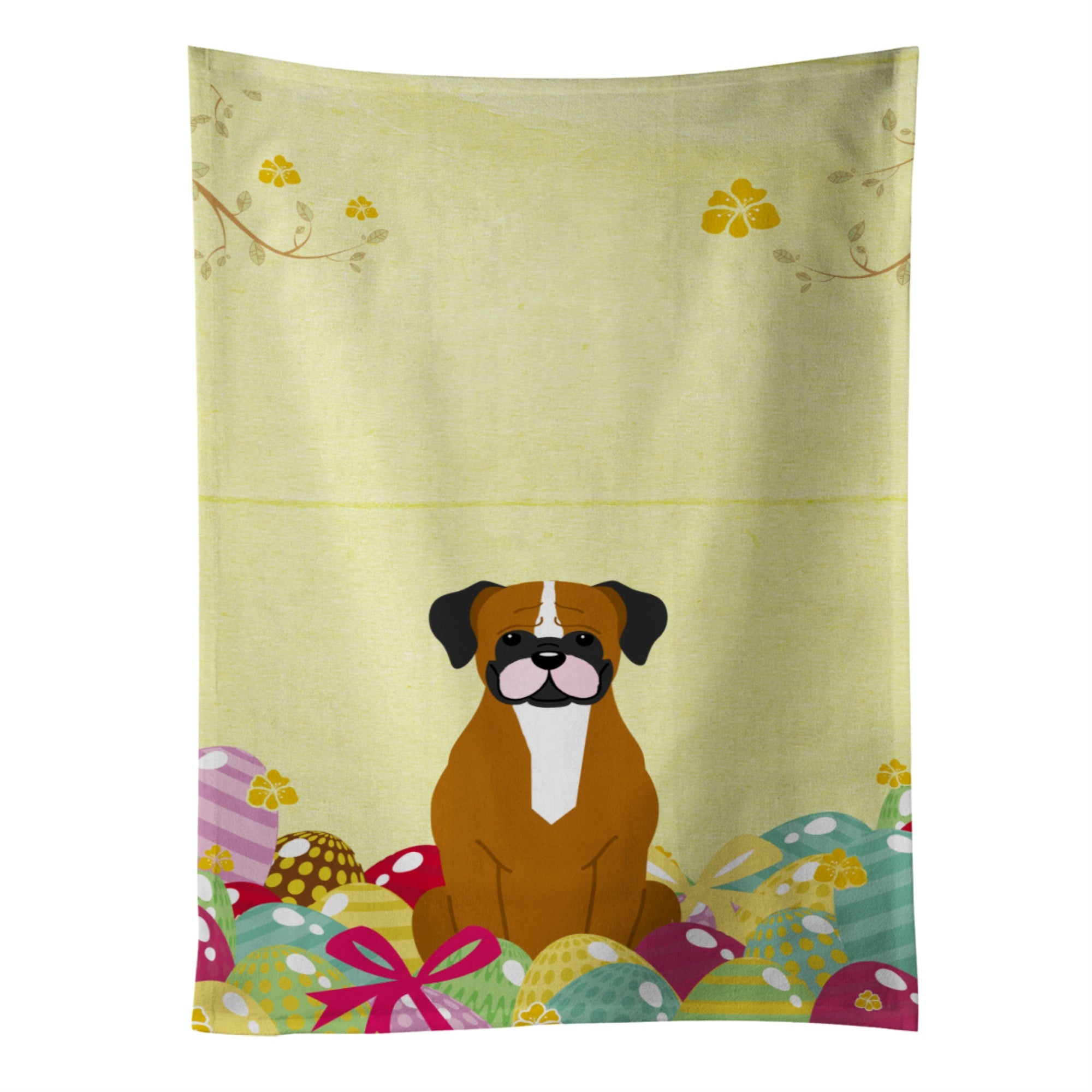 Caroline'S Treasures Easter Eggs Flashy Fawn Boxer Kitchen Towel, Multicolor, 25 X 15