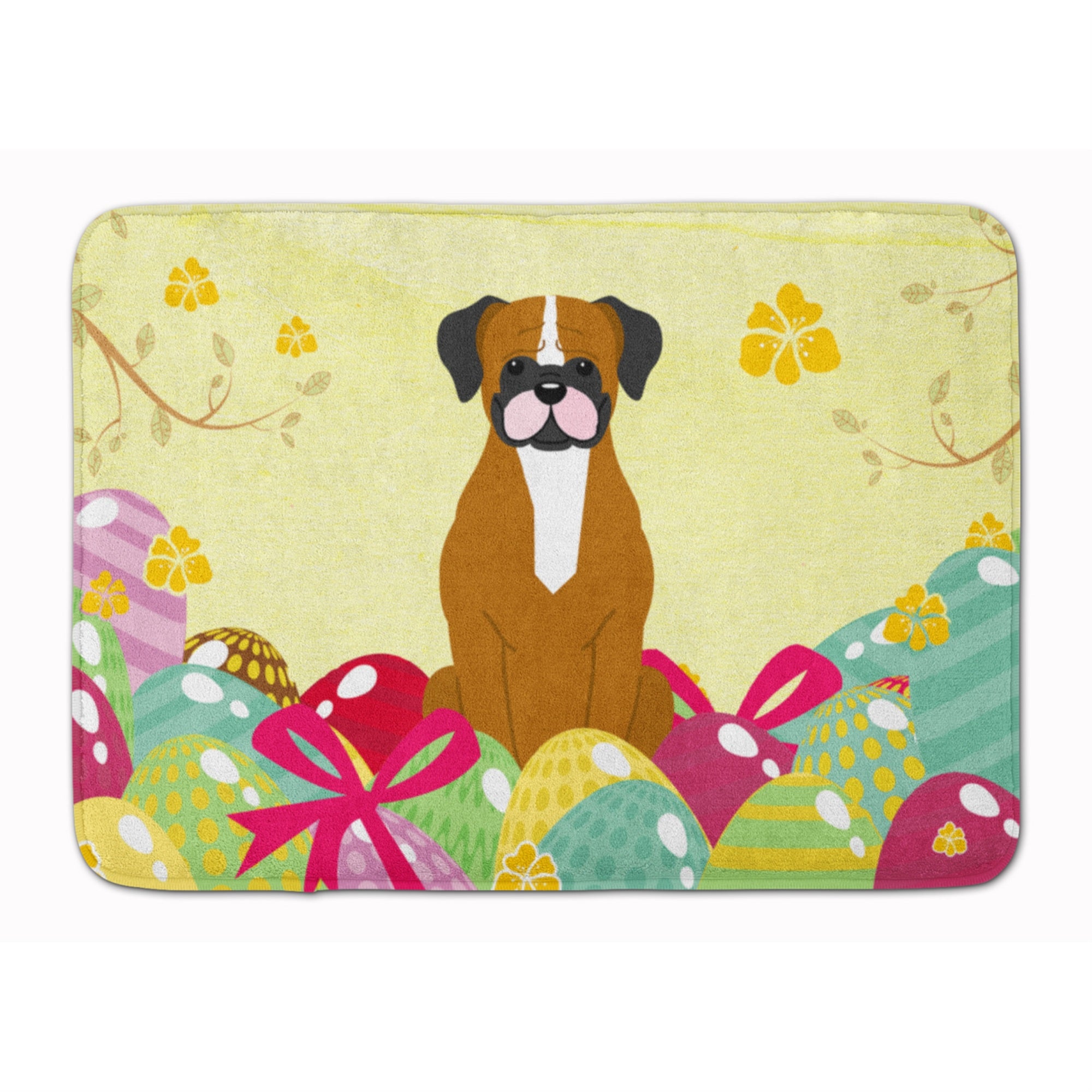 Caroline'S Treasures Easter Eggs Flashy Fawn Boxer Machine Washable Memory Foam Mat Doormats, Multicolor