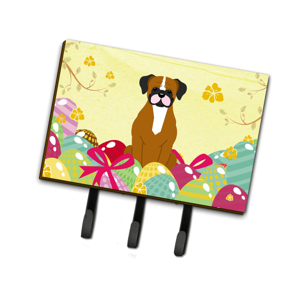 Caroline'S Treasures Easter Eggs Flashy Fawn Boxer Leash Or Key Holder Hooks, Multicolor