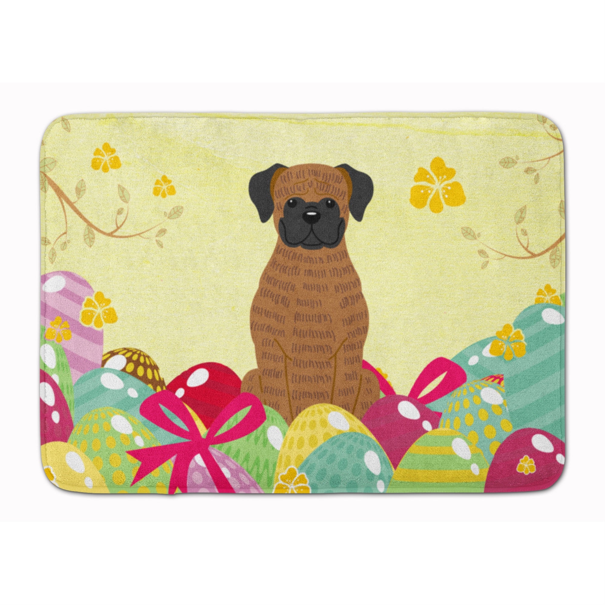Caroline'S Treasures Easter Eggs Brindle Boxer Machine Washable Memory Foam Mat Doormats, Multicolor