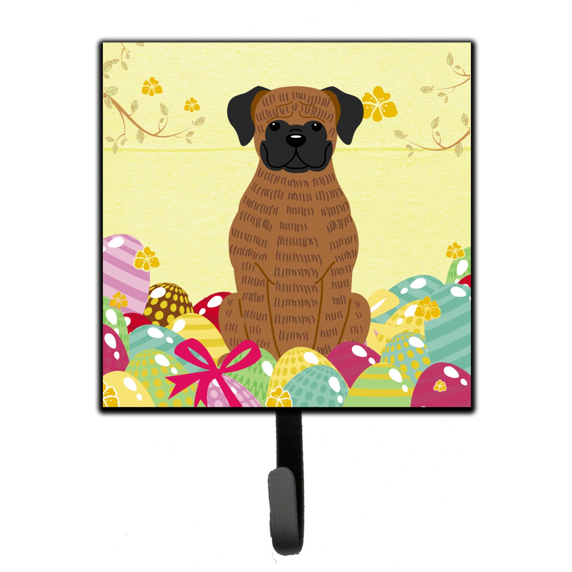 Caroline'S Treasures Easter Eggs Brindle Boxer Wall Hook, Small, Multicolor