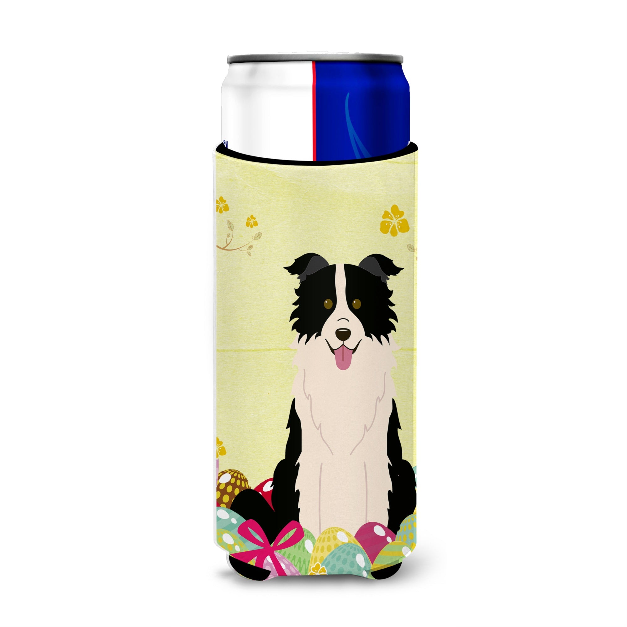 Caroline'S Treasures Easter Border Collie Black White Michelob Ultra Hugger For Slim Cans, Slim Can, Multicolor
