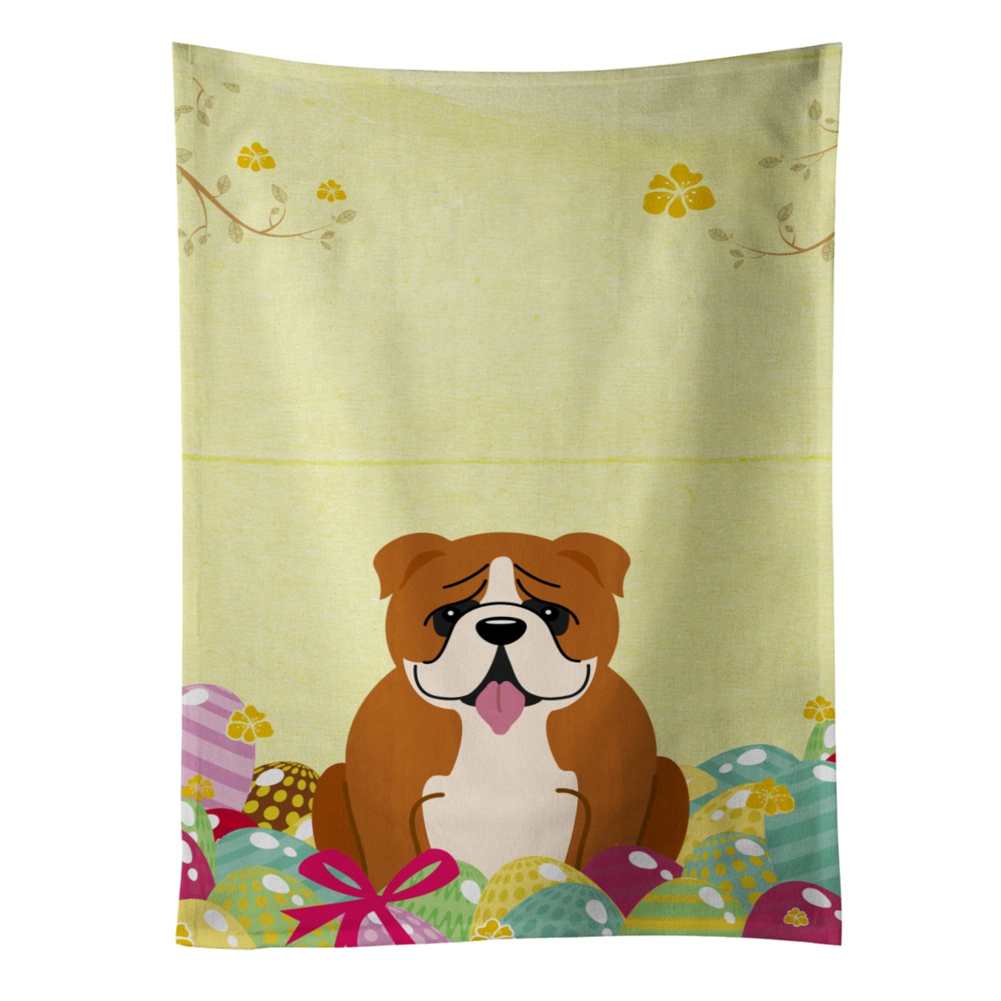 Caroline'S Treasures Easter Eggs English Bulldog Red White Kitchen Towel, Multicolor, 25 X 15