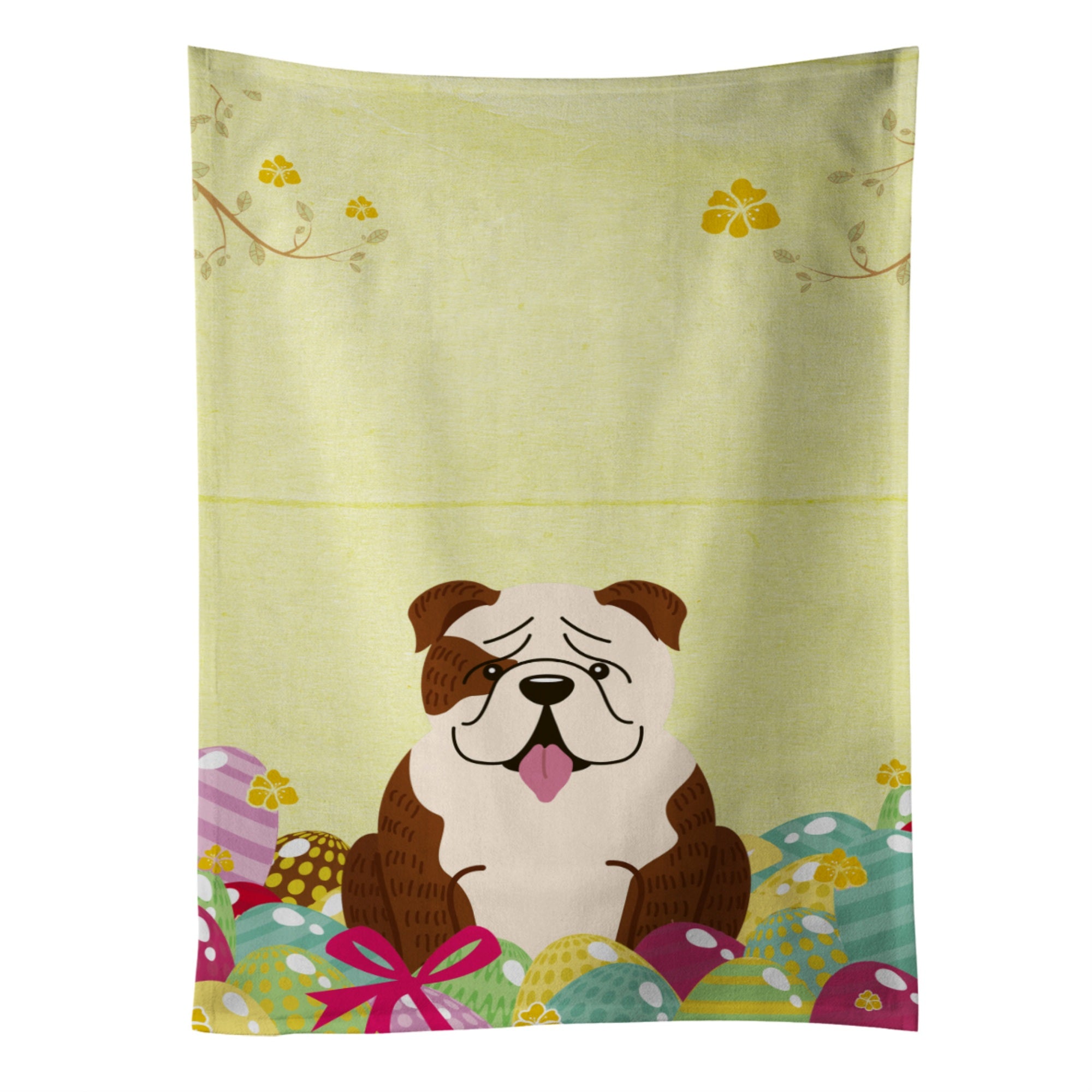 Caroline'S Treasures Easter Eggs English Bulldog Brindle White Kitchen Towel, Multicolor, 25 X 15