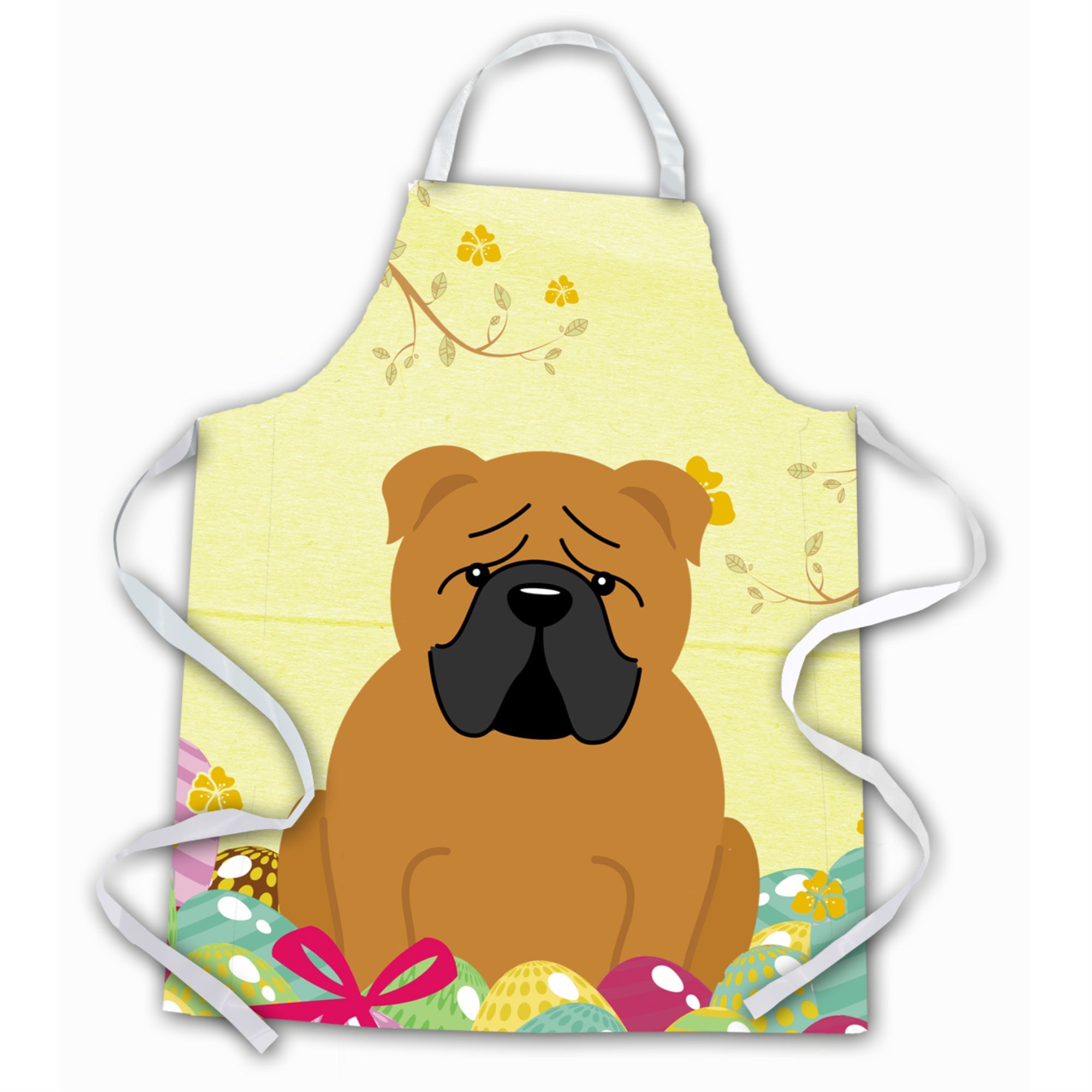 Caroline'S Treasures Easter Eggs English Bulldog Red Apron, Large, Multicolor