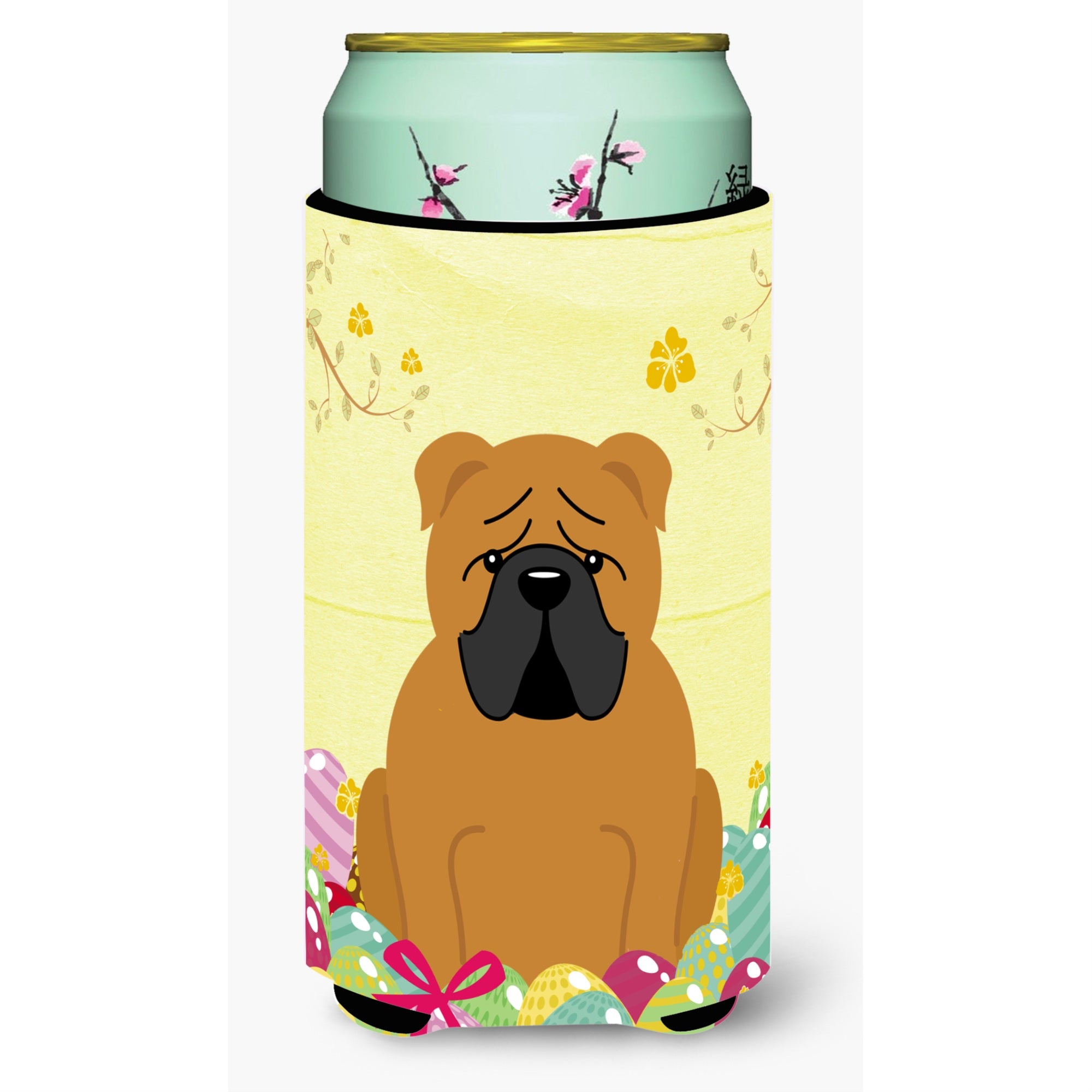 Caroline'S Treasures Easter Eggs English Bulldog Red Tall Boy Beverage Insulator Hugger, Multicolor