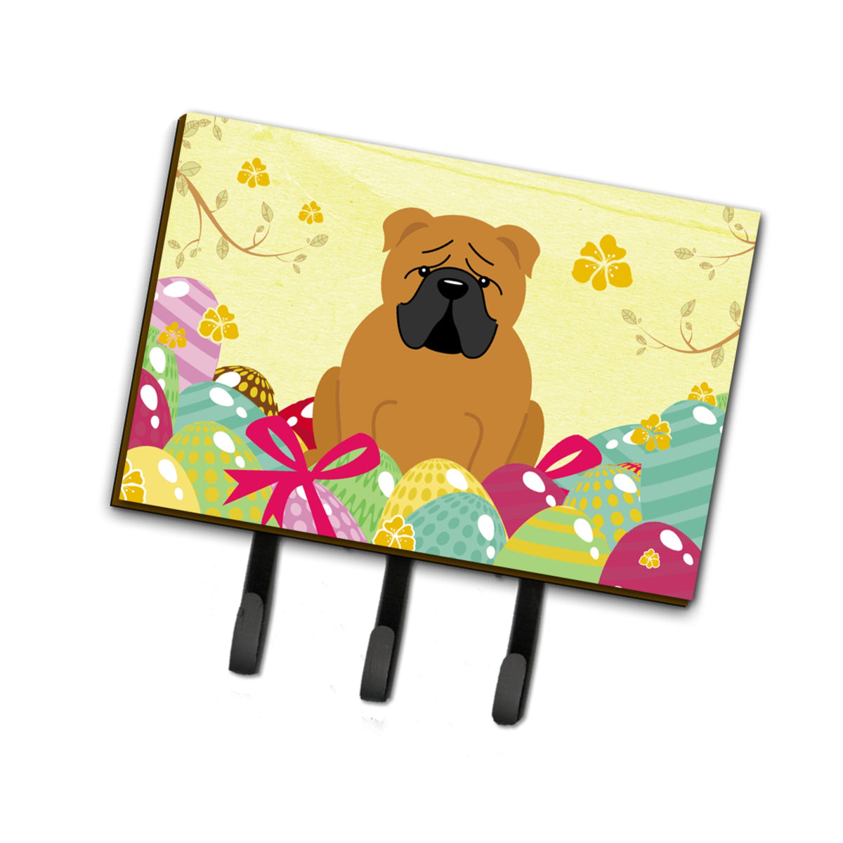 Caroline'S Treasures Easter Eggs English Bulldog Red Leash Or Key Holder Hooks, Multicolor