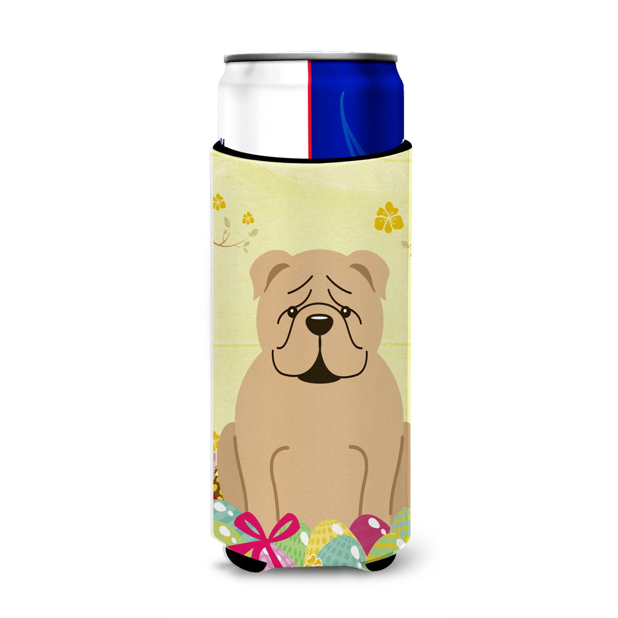 Caroline'S Treasures Easter Eggs English Bulldog Fawn Michelob Ultra Hugger For Slim Cans, Slim Can, Multicolor