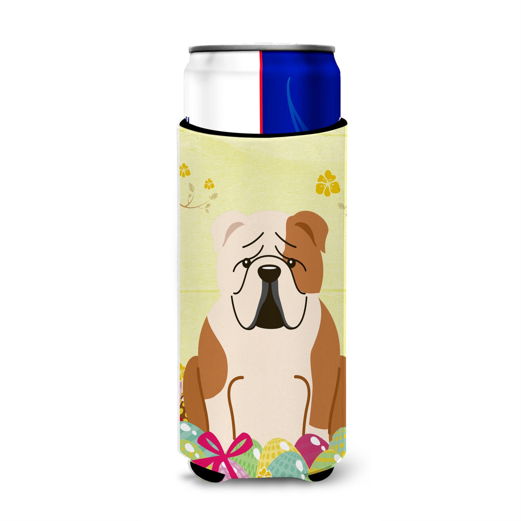 Caroline'S Treasures Easter English Bulldog Fawn White Michelob Ultra Hugger For Slim Cans, Slim Can, Multicolor