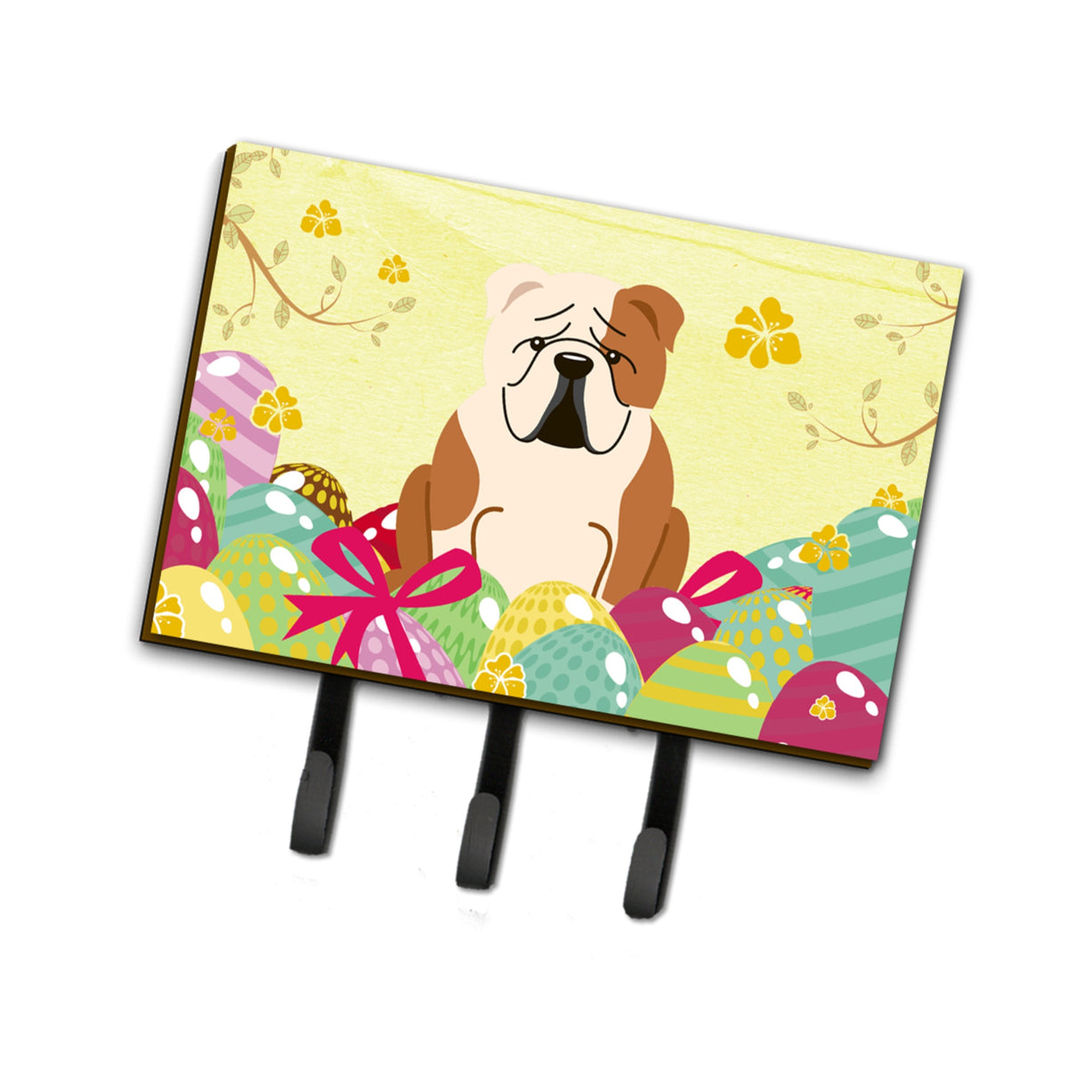 Caroline'S Treasures Easter Eggs English Bulldog Fawn White Leash Or Key Holder Hooks