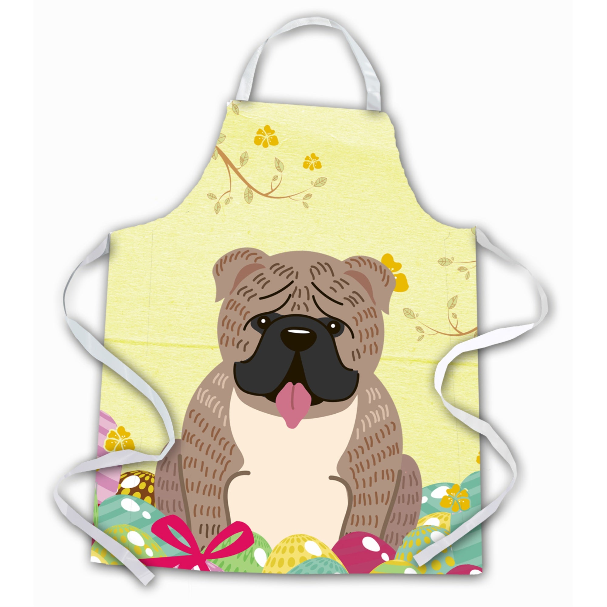 Caroline'S Treasures Easter Eggs English Bulldog Grey Brindle Apron, Large, Multicolor